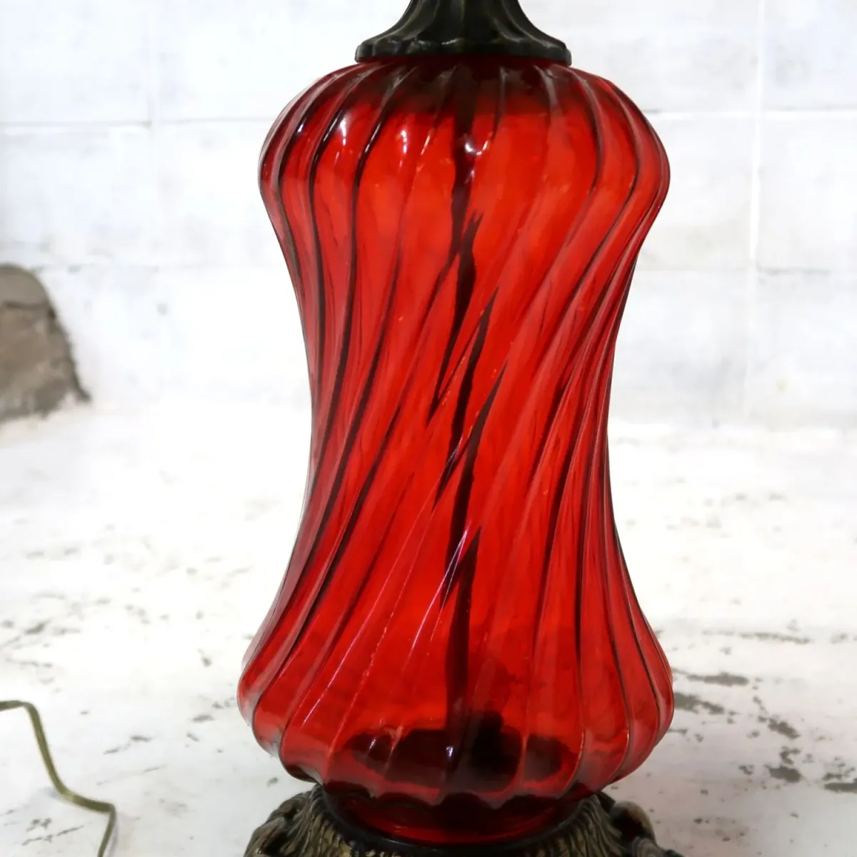 アンティーク ガラスベース テーブルランプ