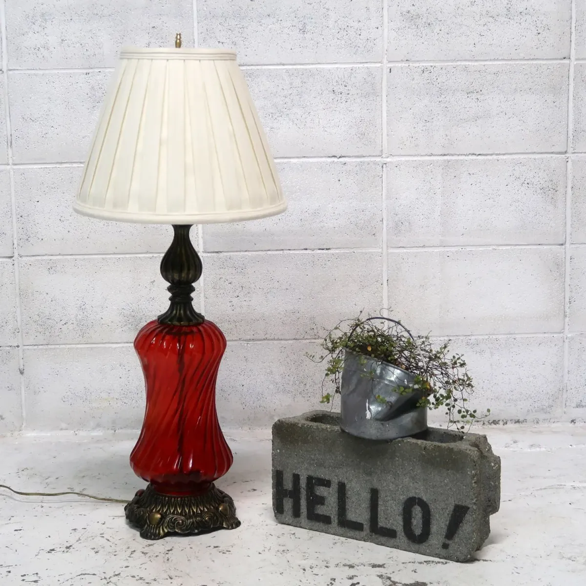 アンティーク ガラスベース テーブルランプ