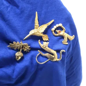 ゴールドメタル ブローチ ハチドリモチーフ