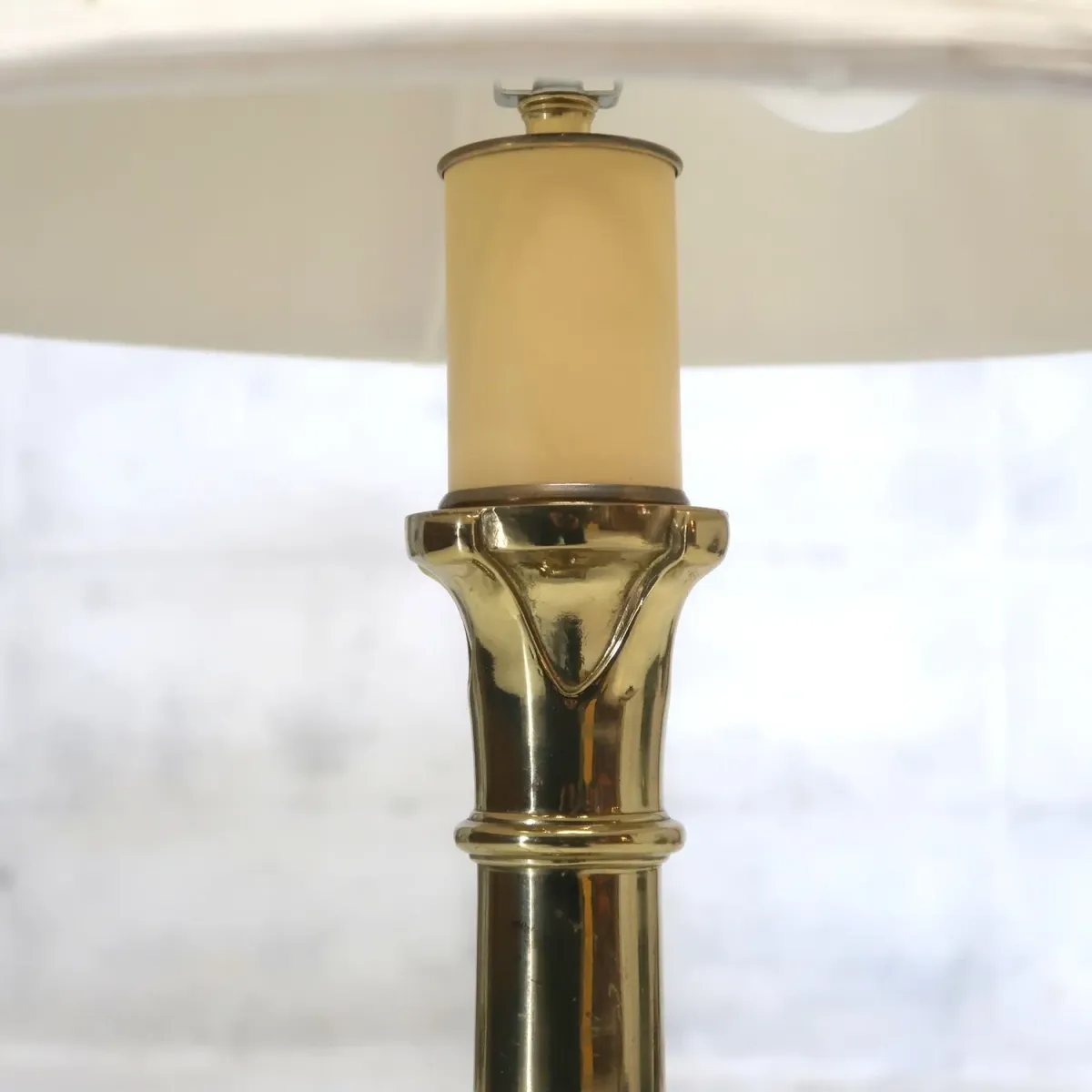 Ethan Allen アンティーク ゴールドメタル テーブルランプ 2灯