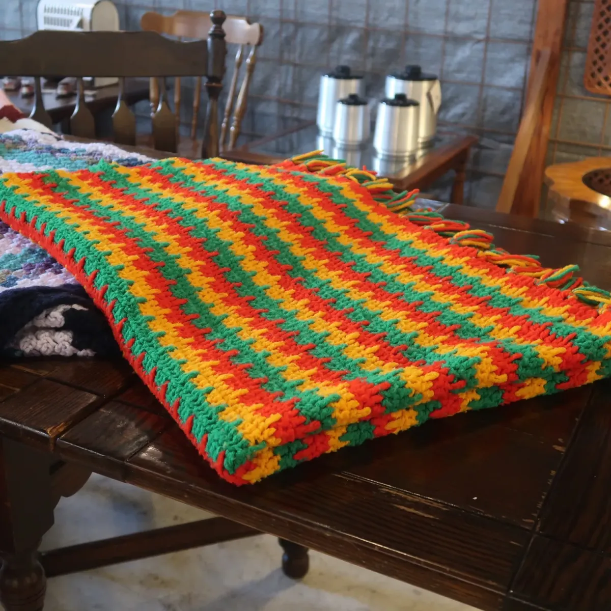 ビンテージ ニットブランケット