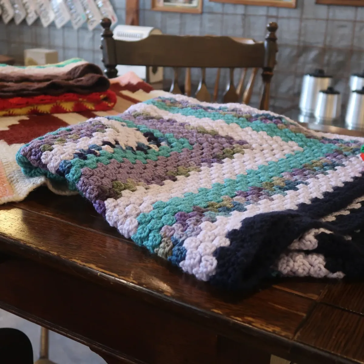 ビンテージ ニットブランケット