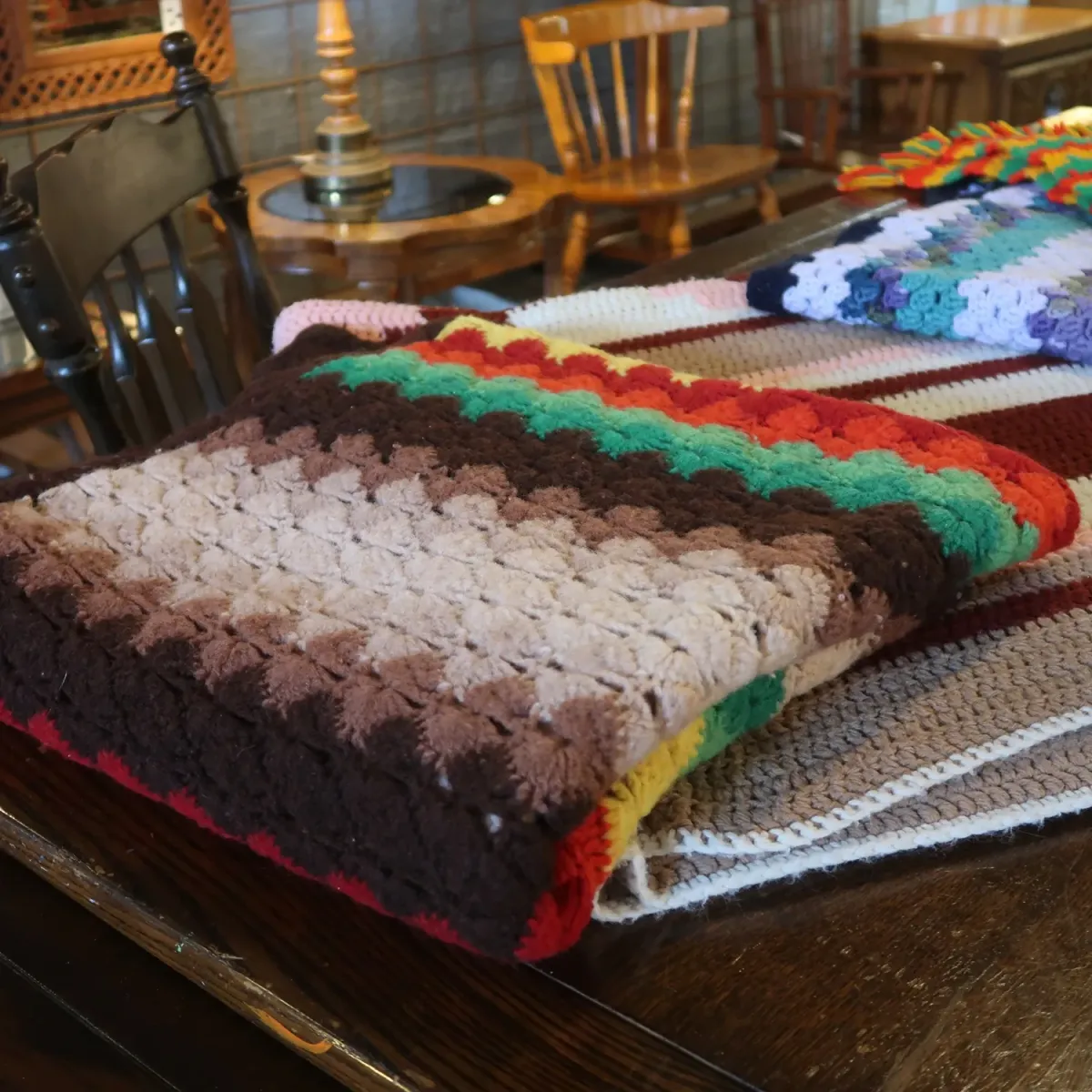 ビンテージ ニットブランケット