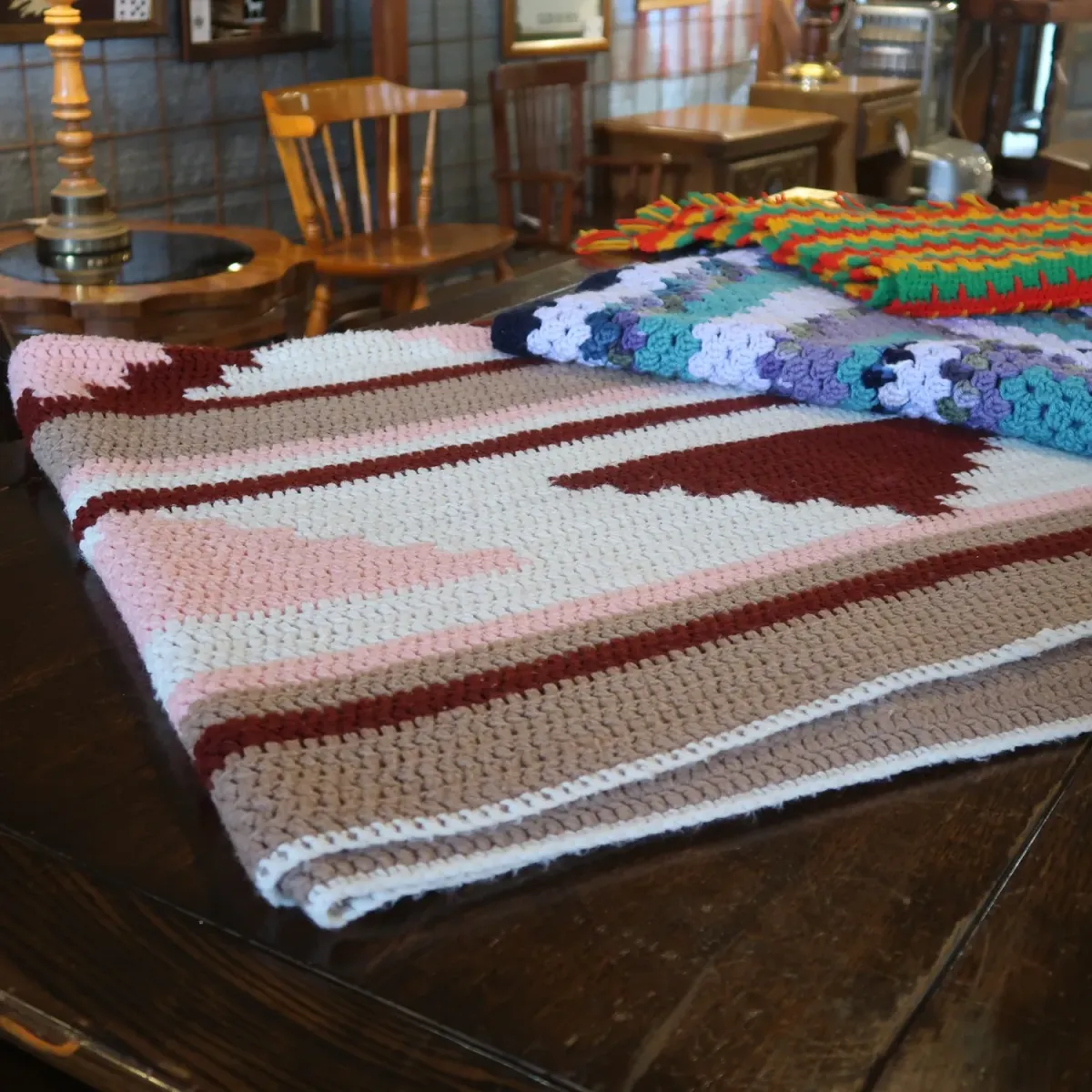 ビンテージ ニットブランケット