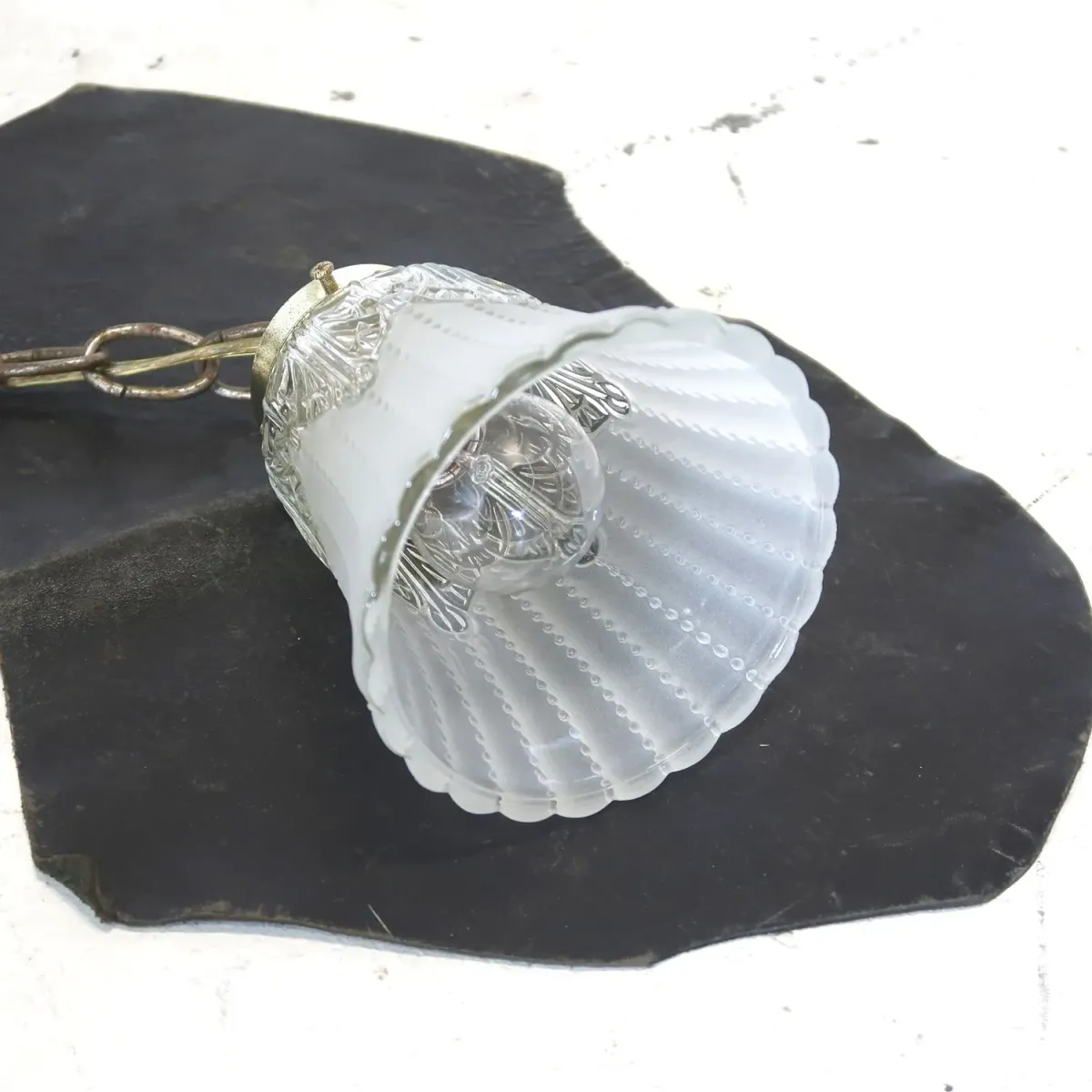 アンティーク フロスト×クリアガラス ペンダントランプ