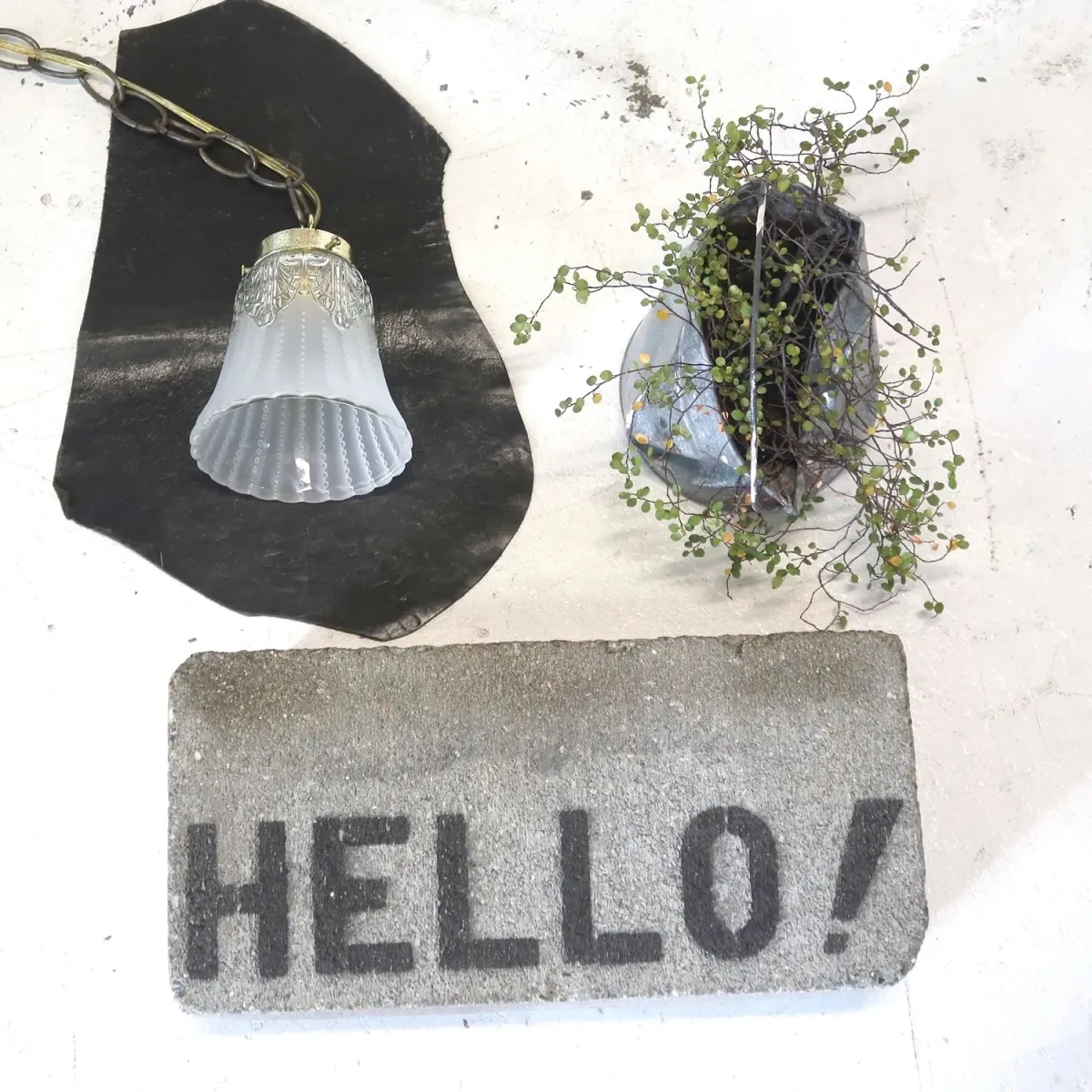 アンティーク フロスト×クリアガラス ペンダントランプ