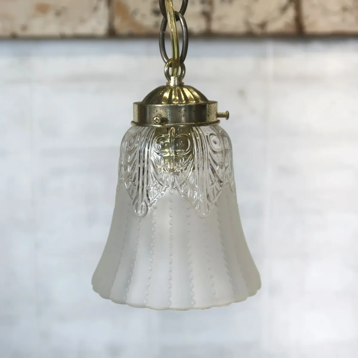 アンティーク フロスト×クリアガラス ペンダントランプ