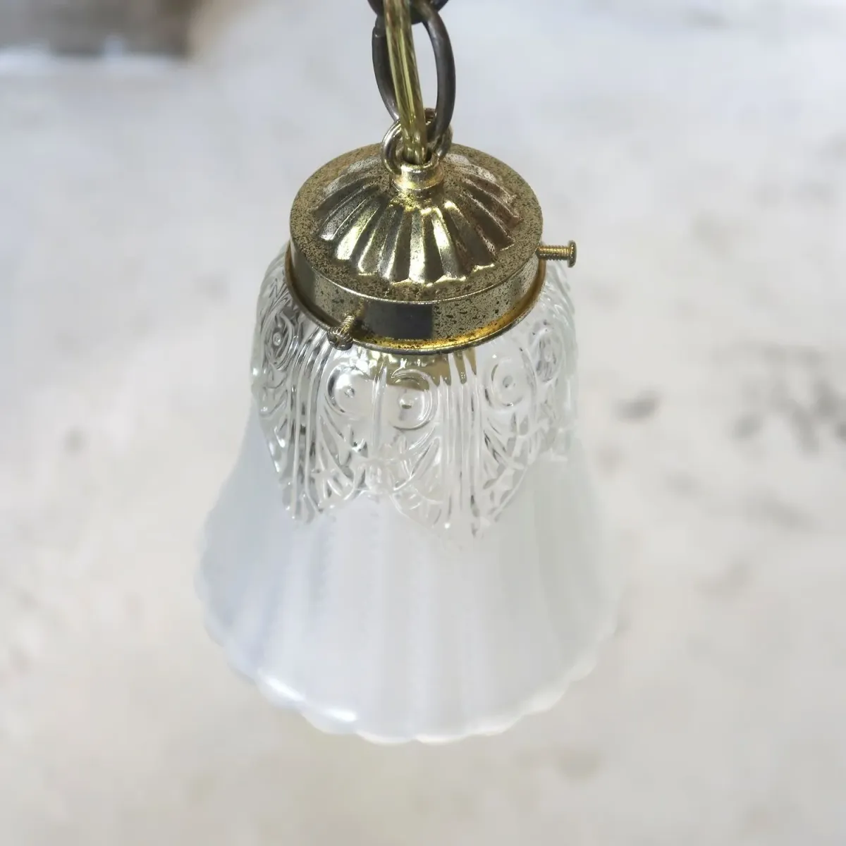 アンティーク フロスト×クリアガラス ペンダントランプ