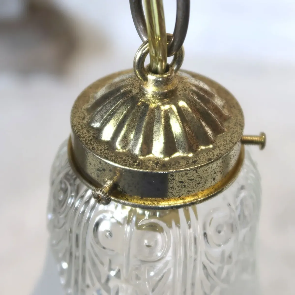 アンティーク フロスト×クリアガラス ペンダントランプ