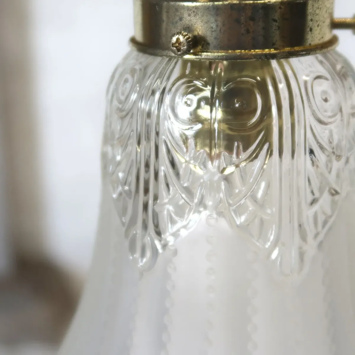 アンティーク フロスト×クリアガラス ペンダントランプ