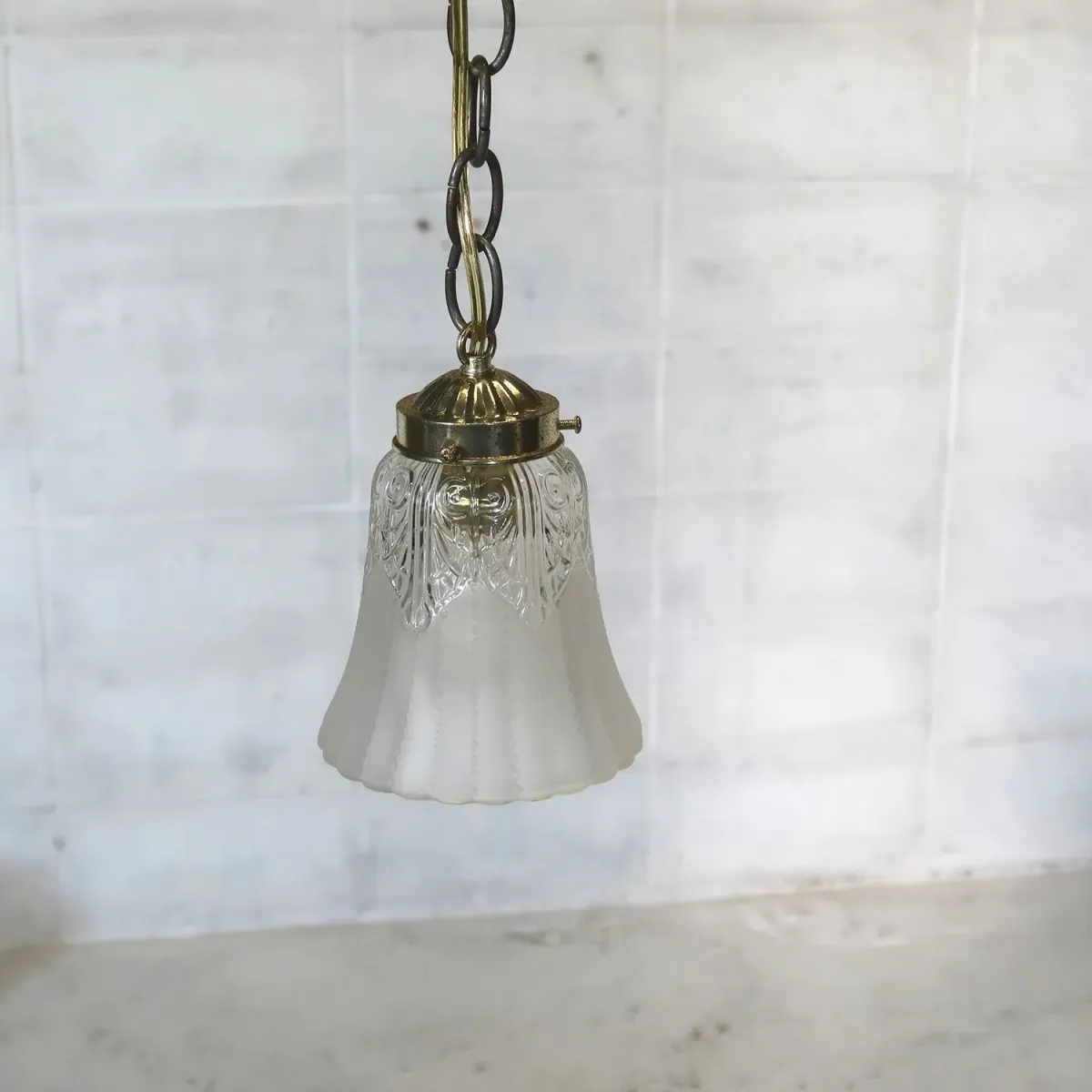 アンティーク フロスト×クリアガラス ペンダントランプ
