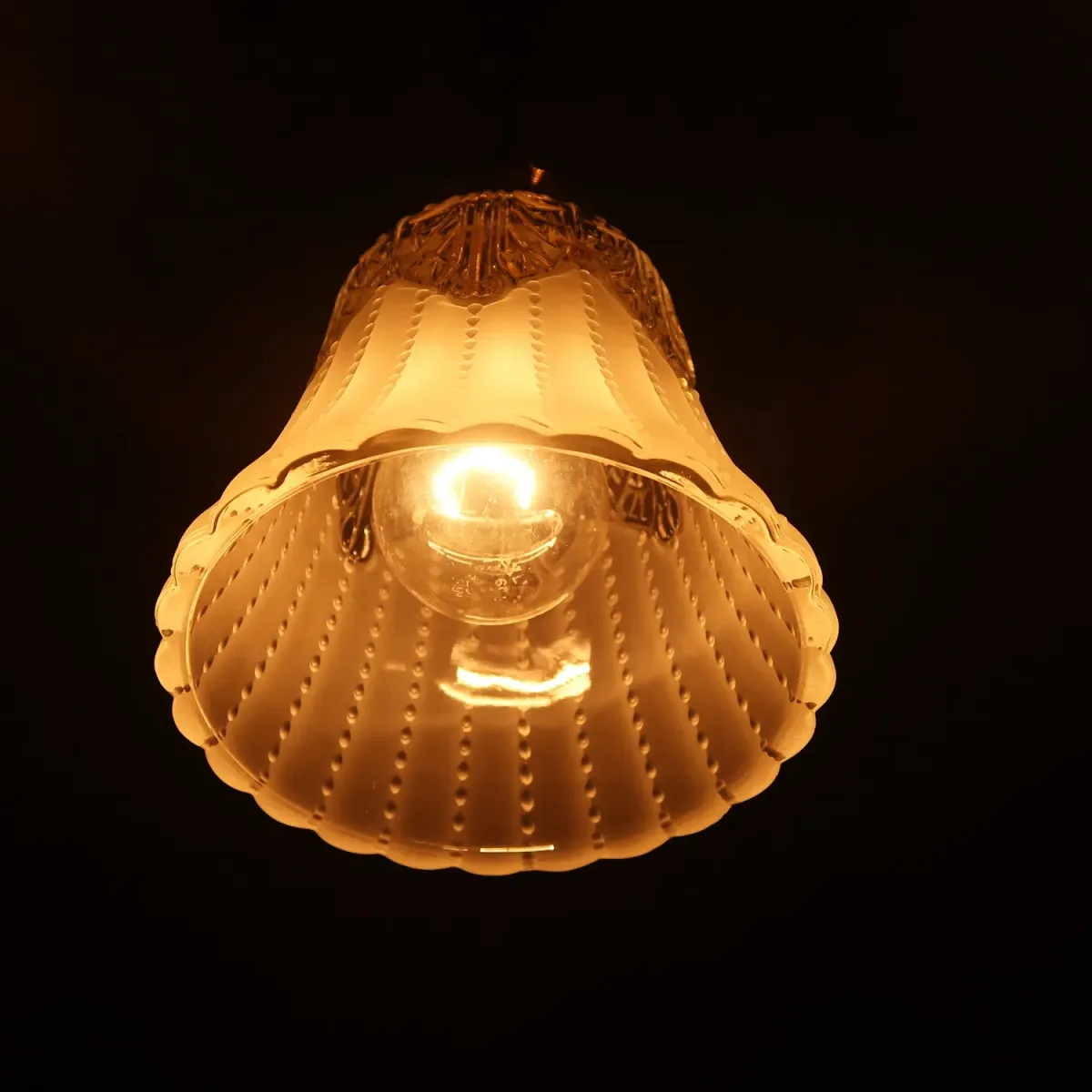 アンティーク フロスト×クリアガラス ペンダントランプ