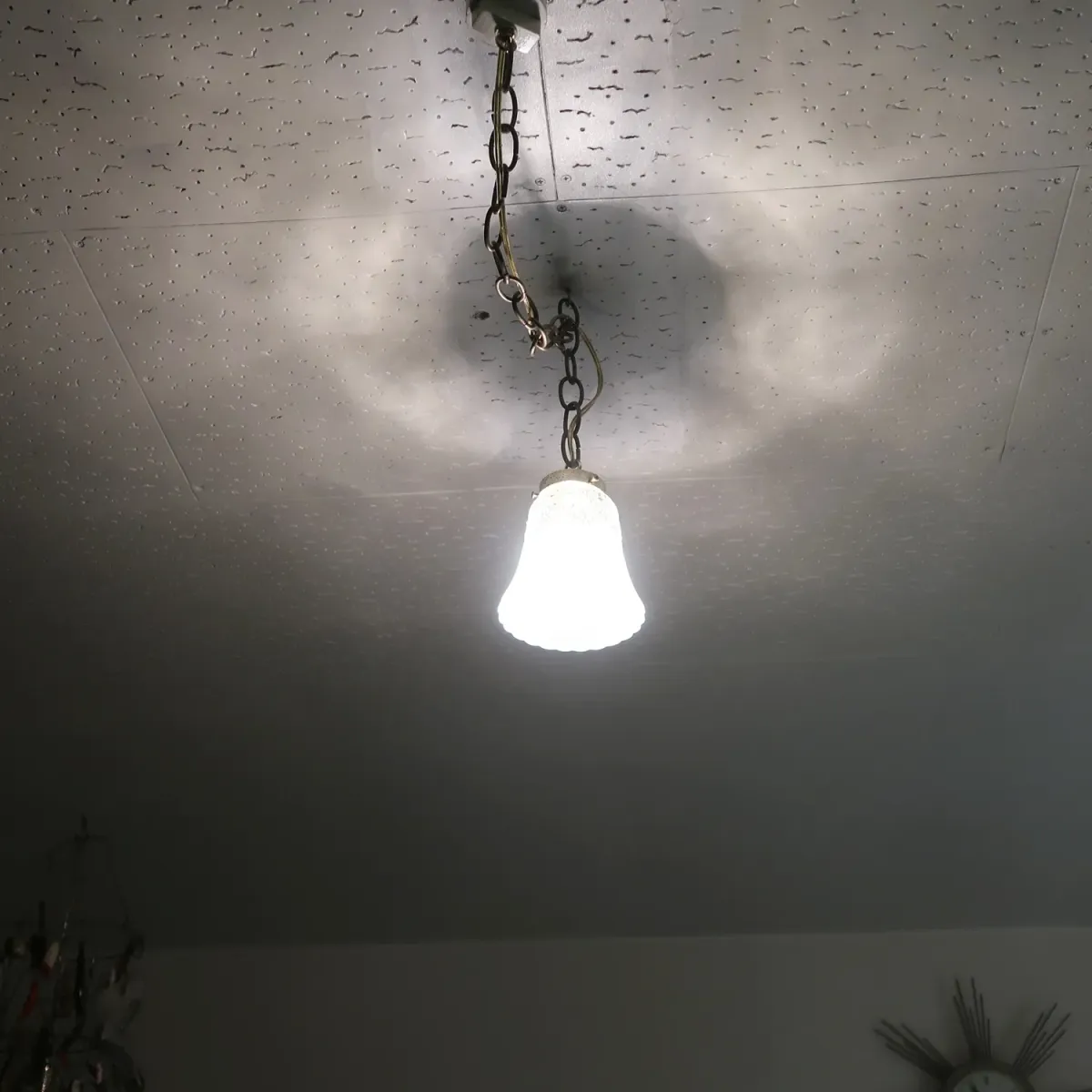 アンティーク フロスト×クリアガラス ペンダントランプ