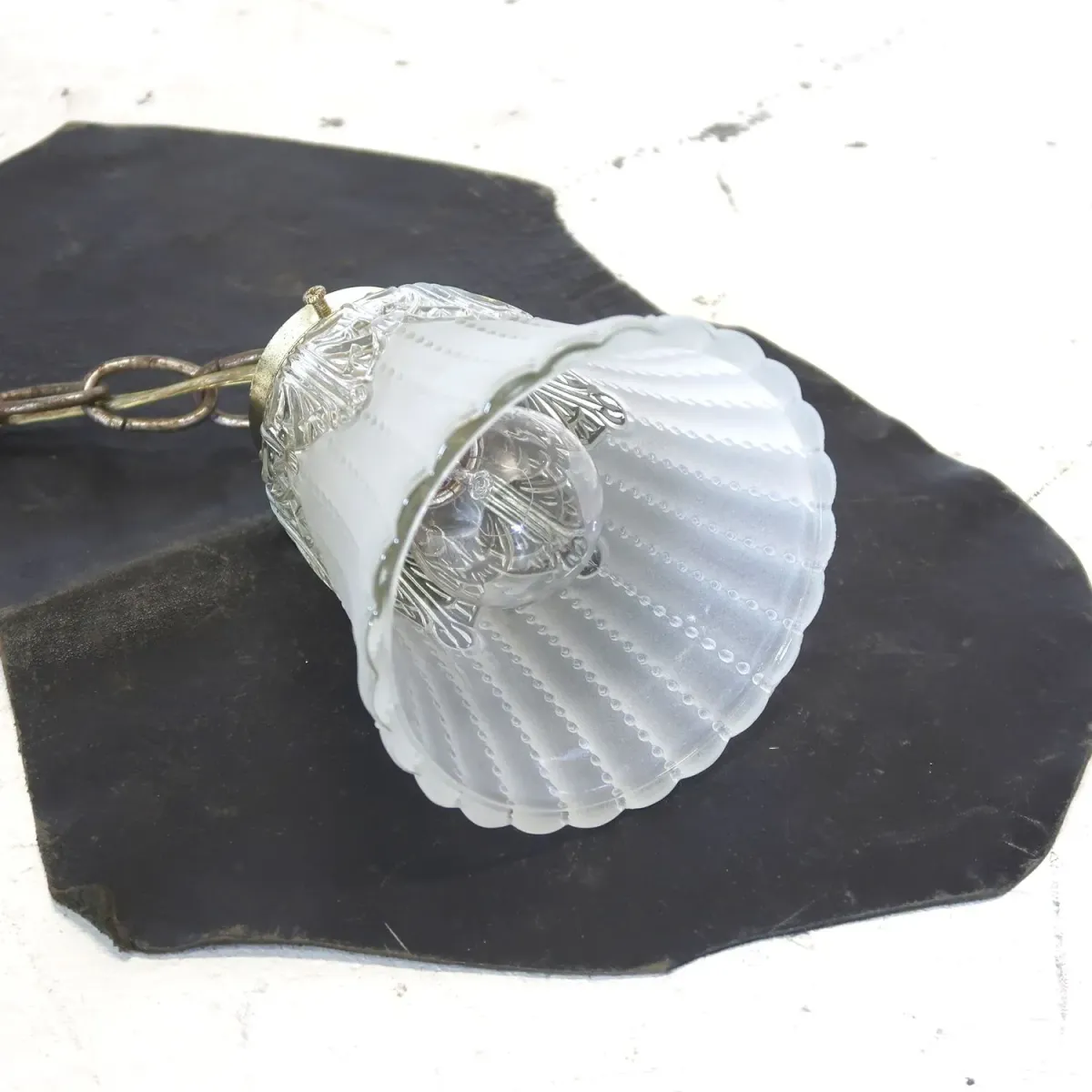 アンティーク フロスト×クリアガラス ペンダントランプ