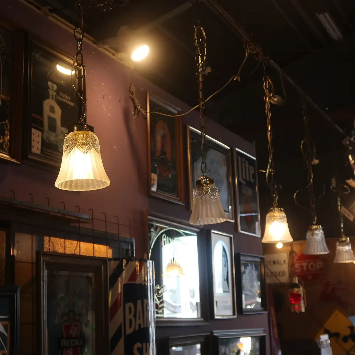 アンティーク フロスト×クリアガラス ペンダントランプ