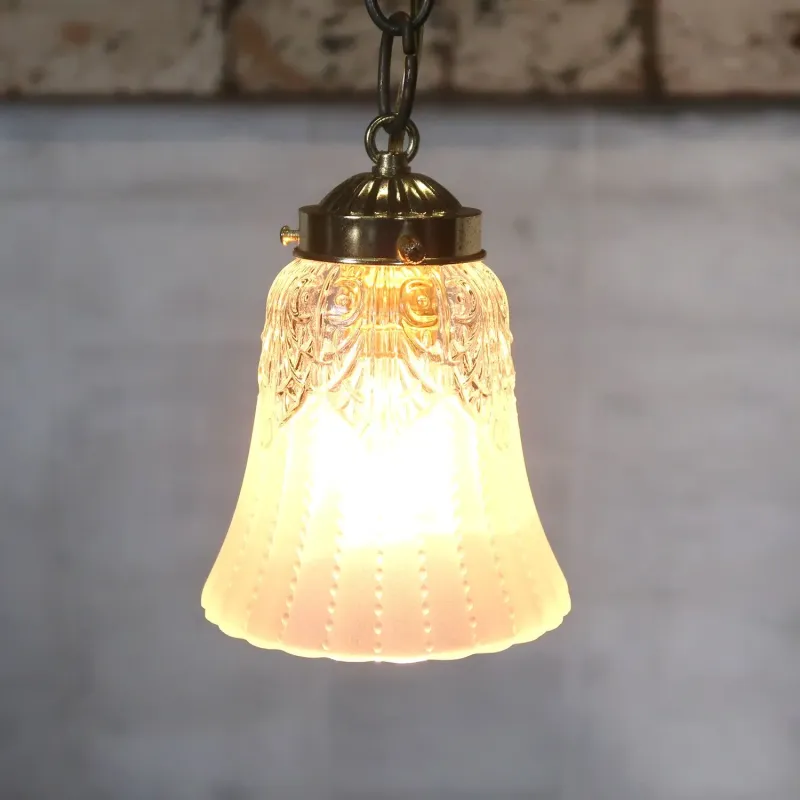 アンティーク フロスト×クリアガラス ペンダントランプ