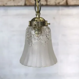 アンティーク フロスト×クリアガラス ペンダントランプ