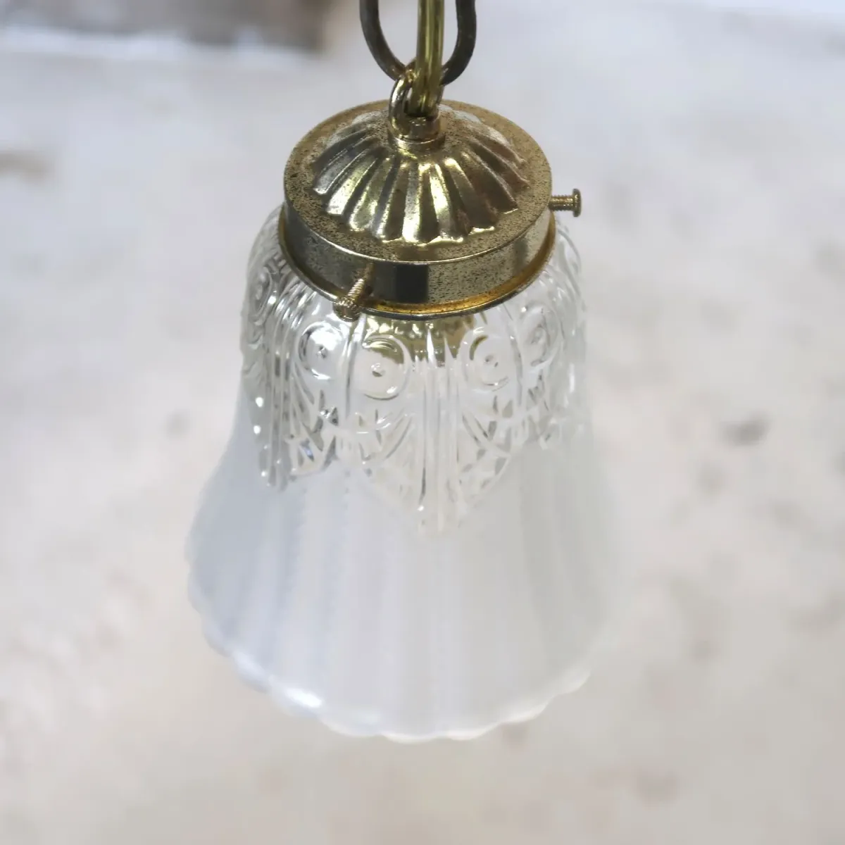 アンティーク フロスト×クリアガラス ペンダントランプ