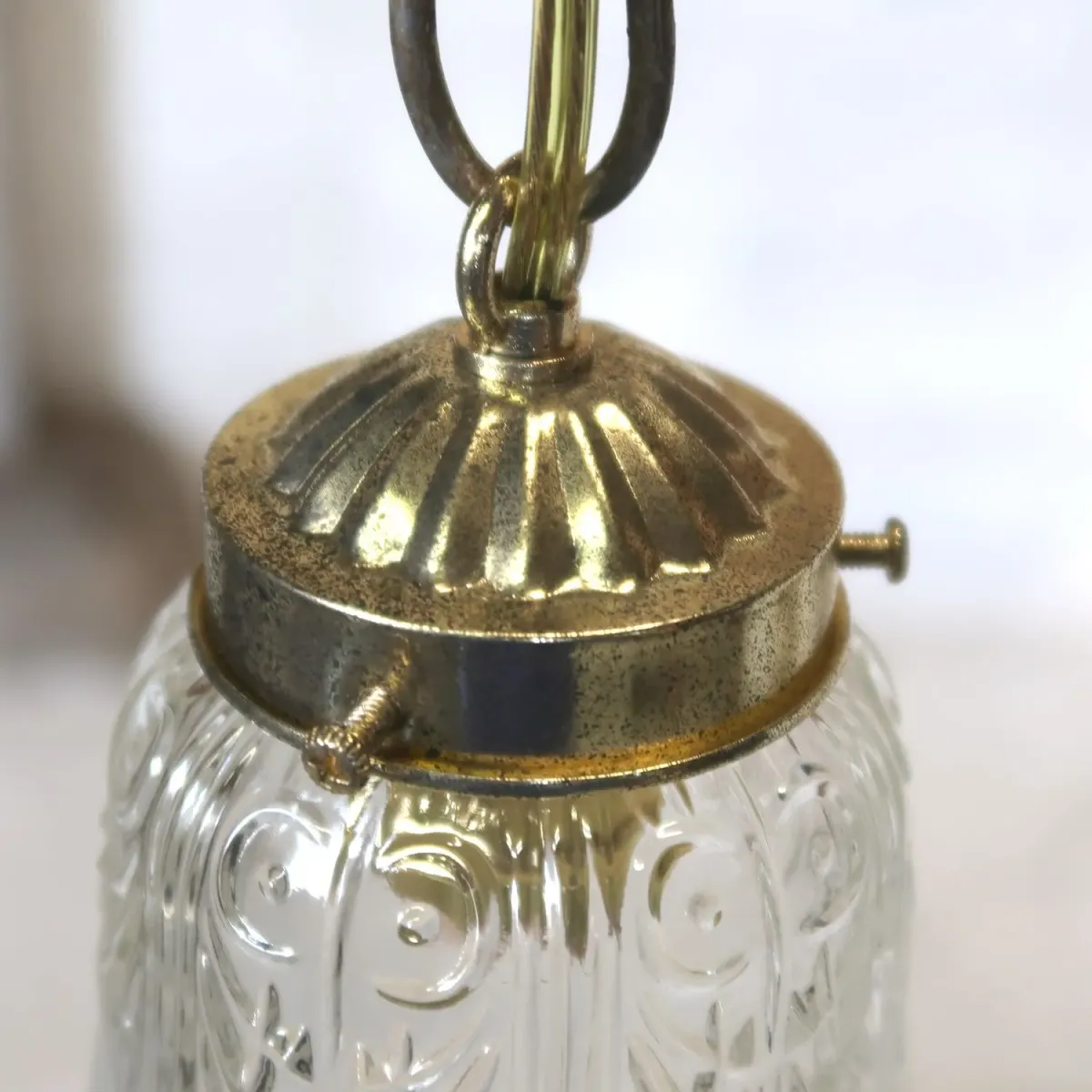 アンティーク フロスト×クリアガラス ペンダントランプ