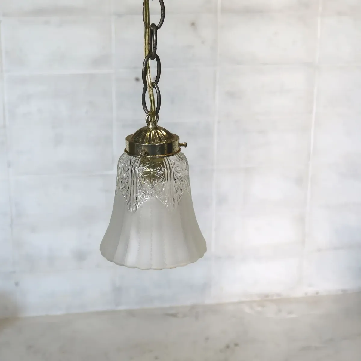 アンティーク フロスト×クリアガラス ペンダントランプ