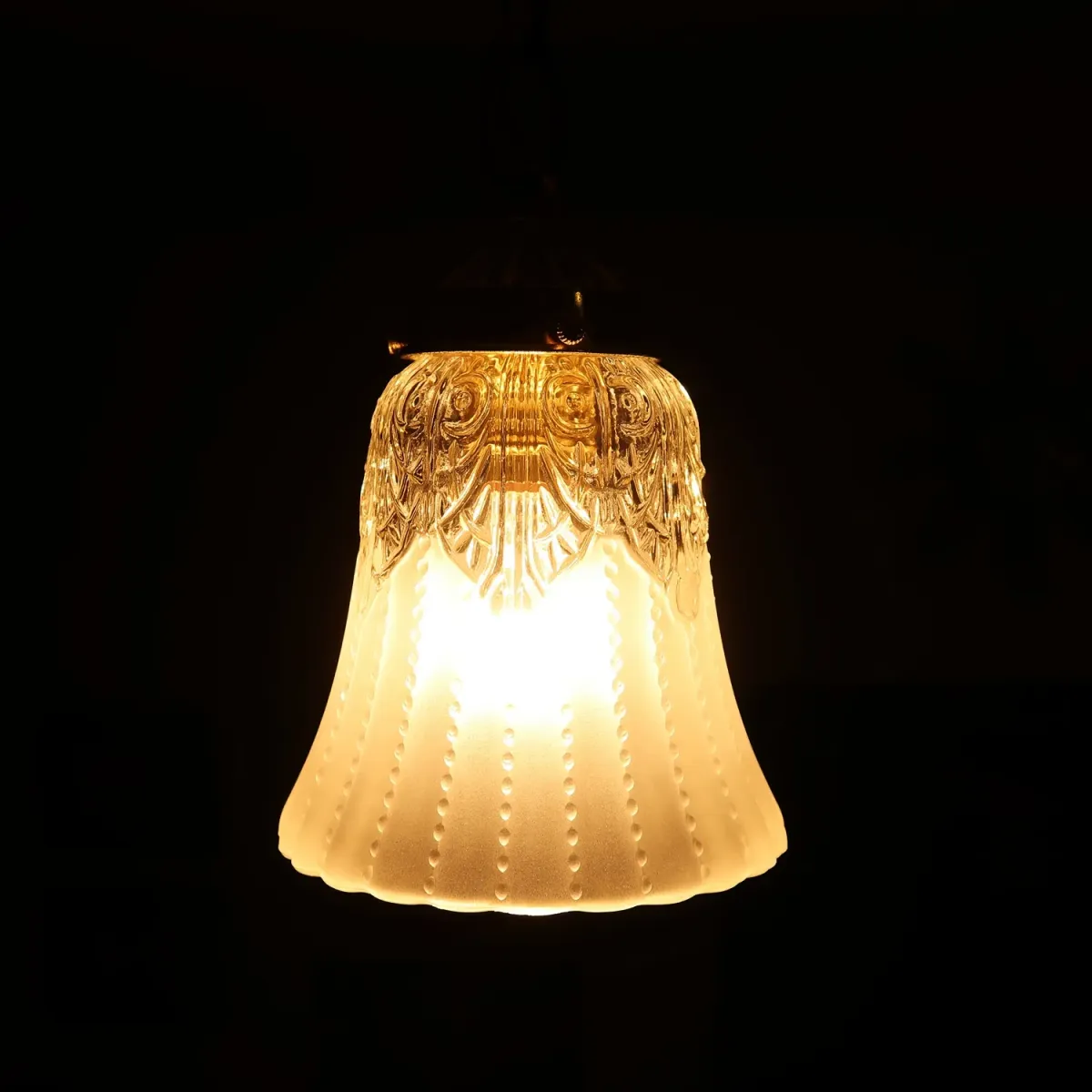 アンティーク フロスト×クリアガラス ペンダントランプ