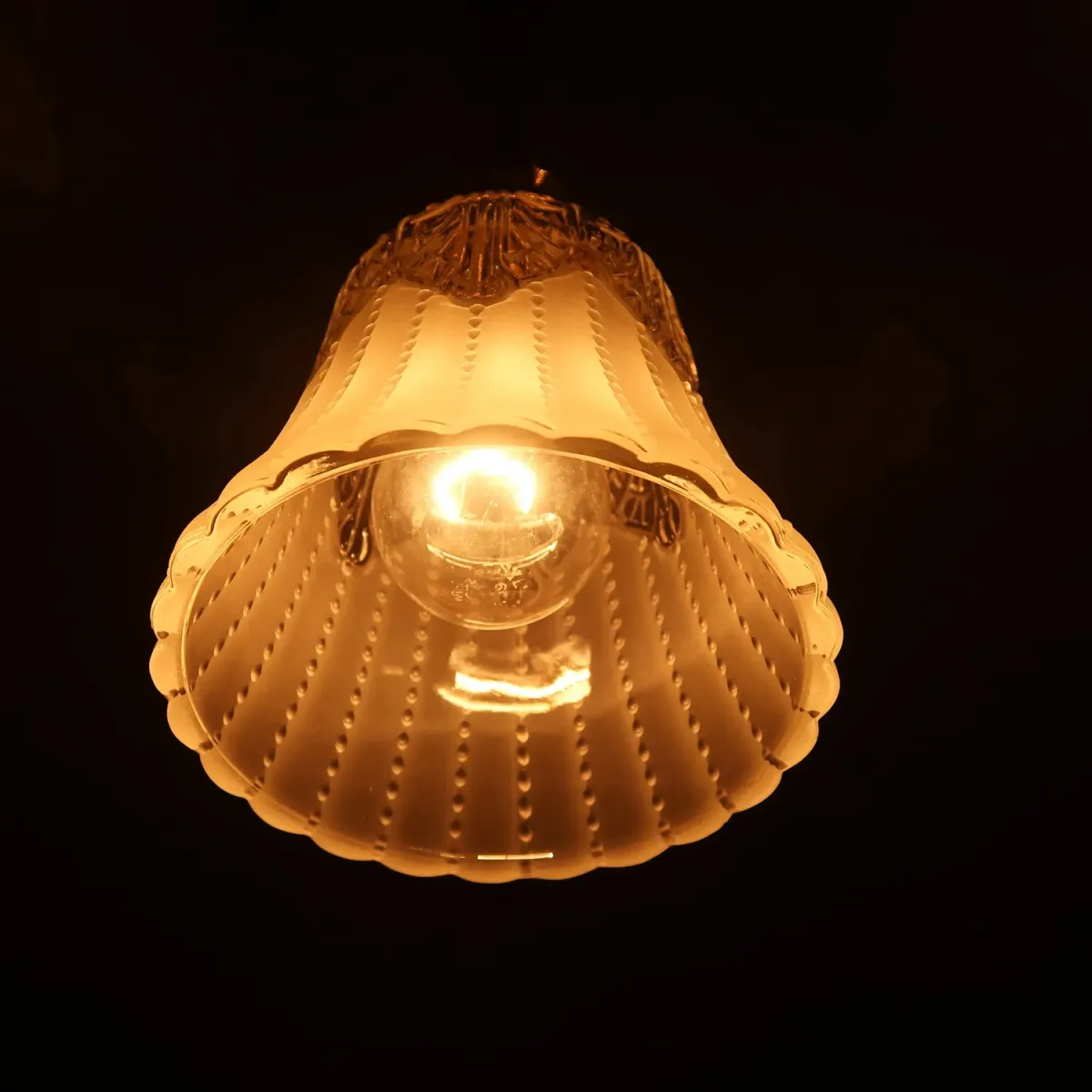 アンティーク フロスト×クリアガラス ペンダントランプ