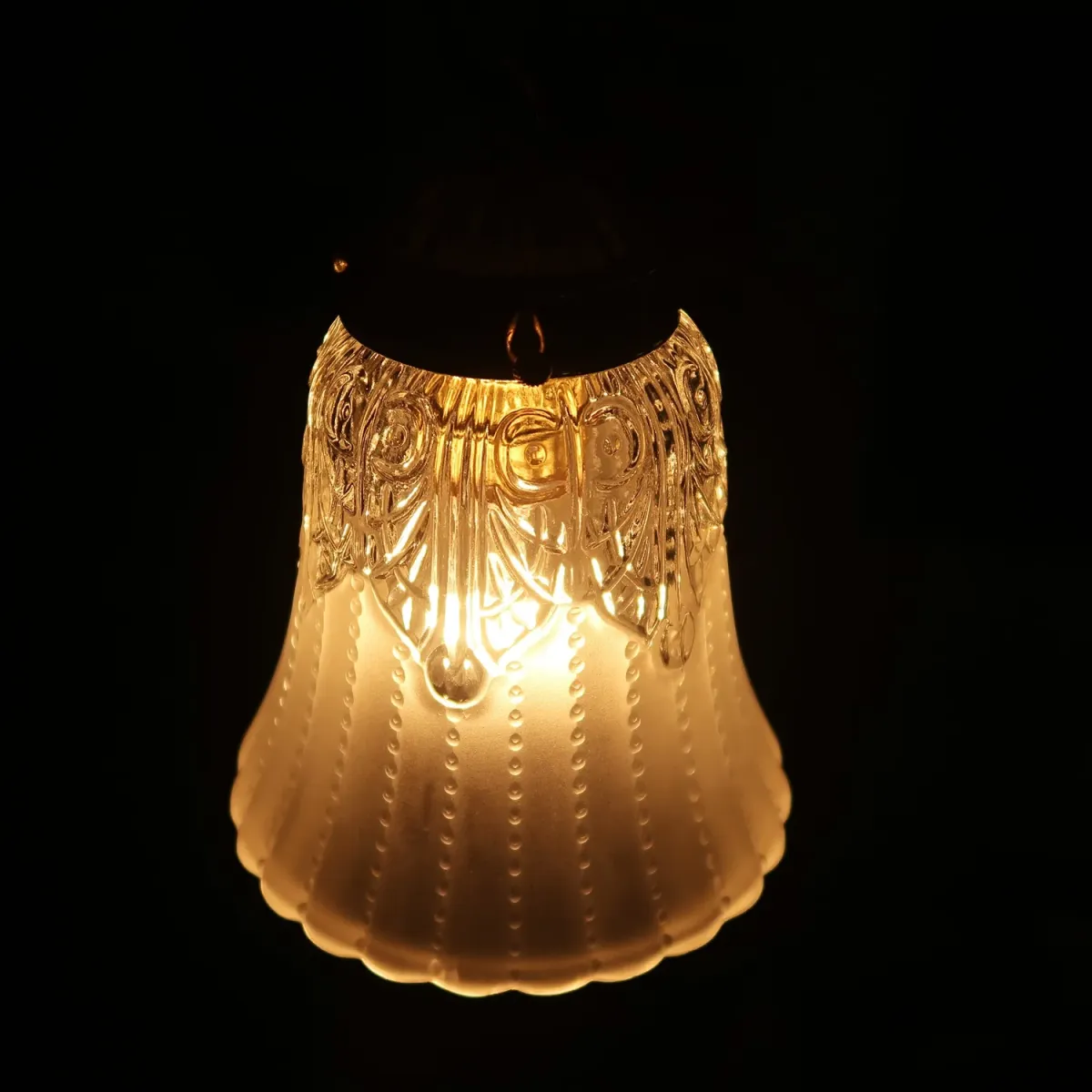 アンティーク フロスト×クリアガラス ペンダントランプ