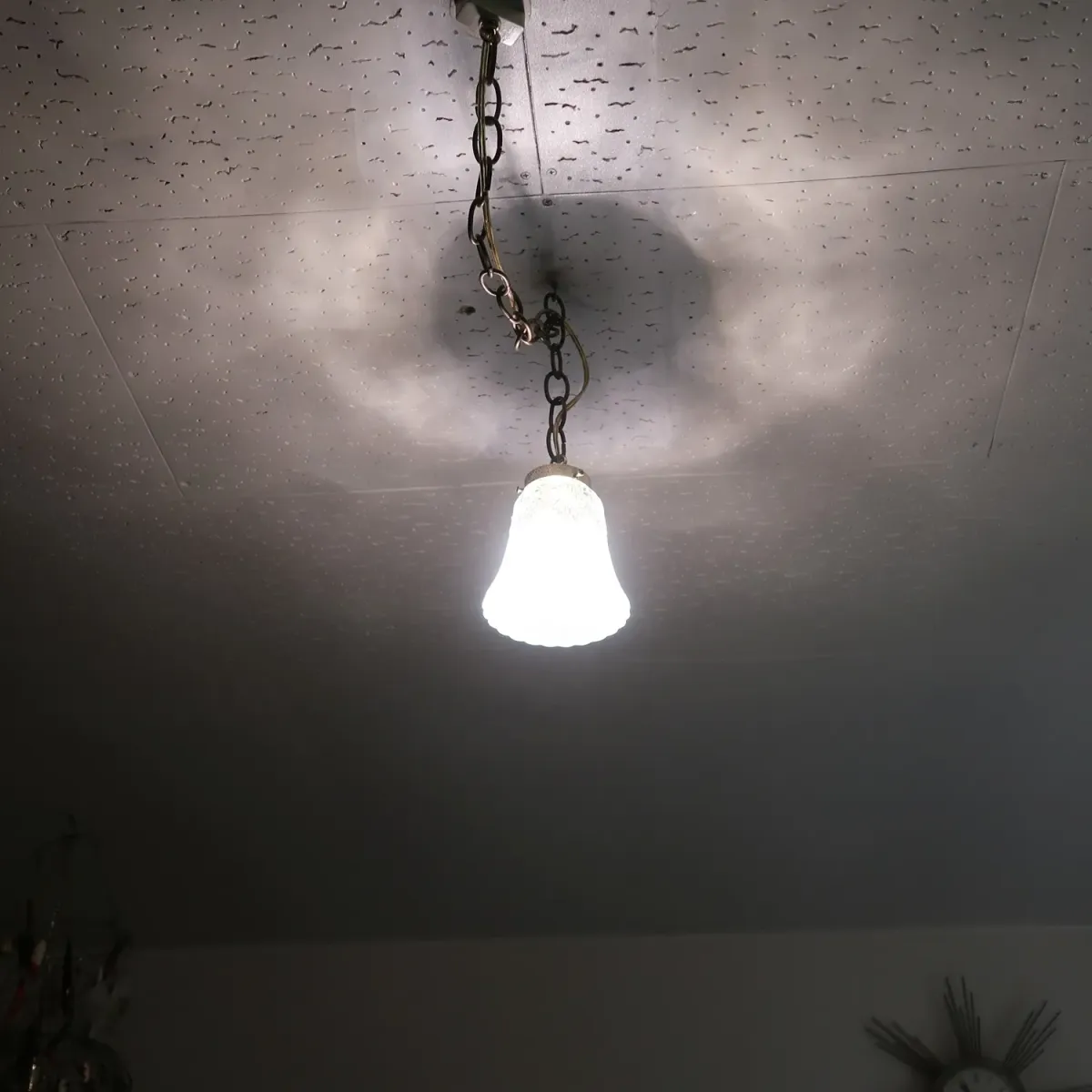 アンティーク フロスト×クリアガラス ペンダントランプ