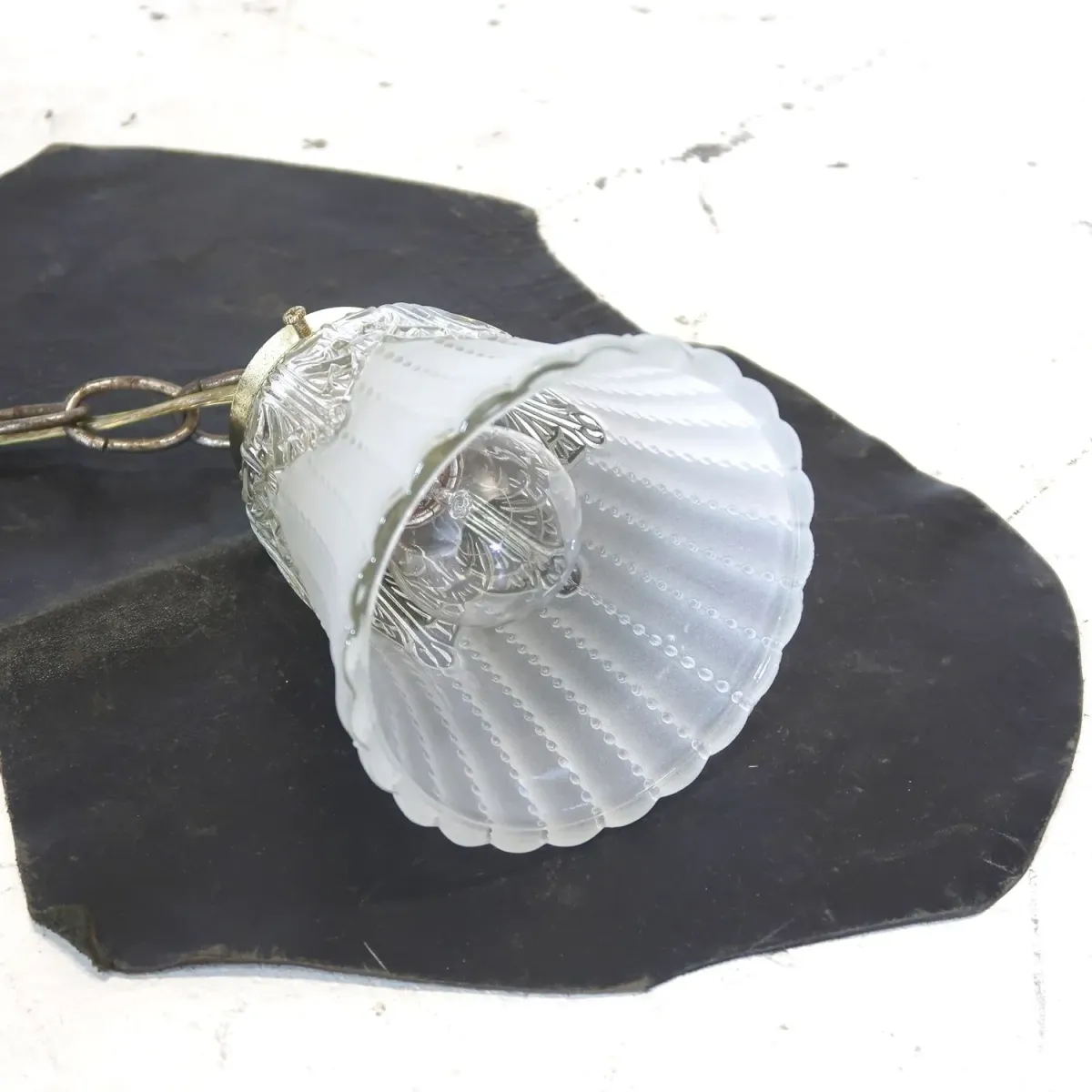 アンティーク フロスト×クリアガラス ペンダントランプ