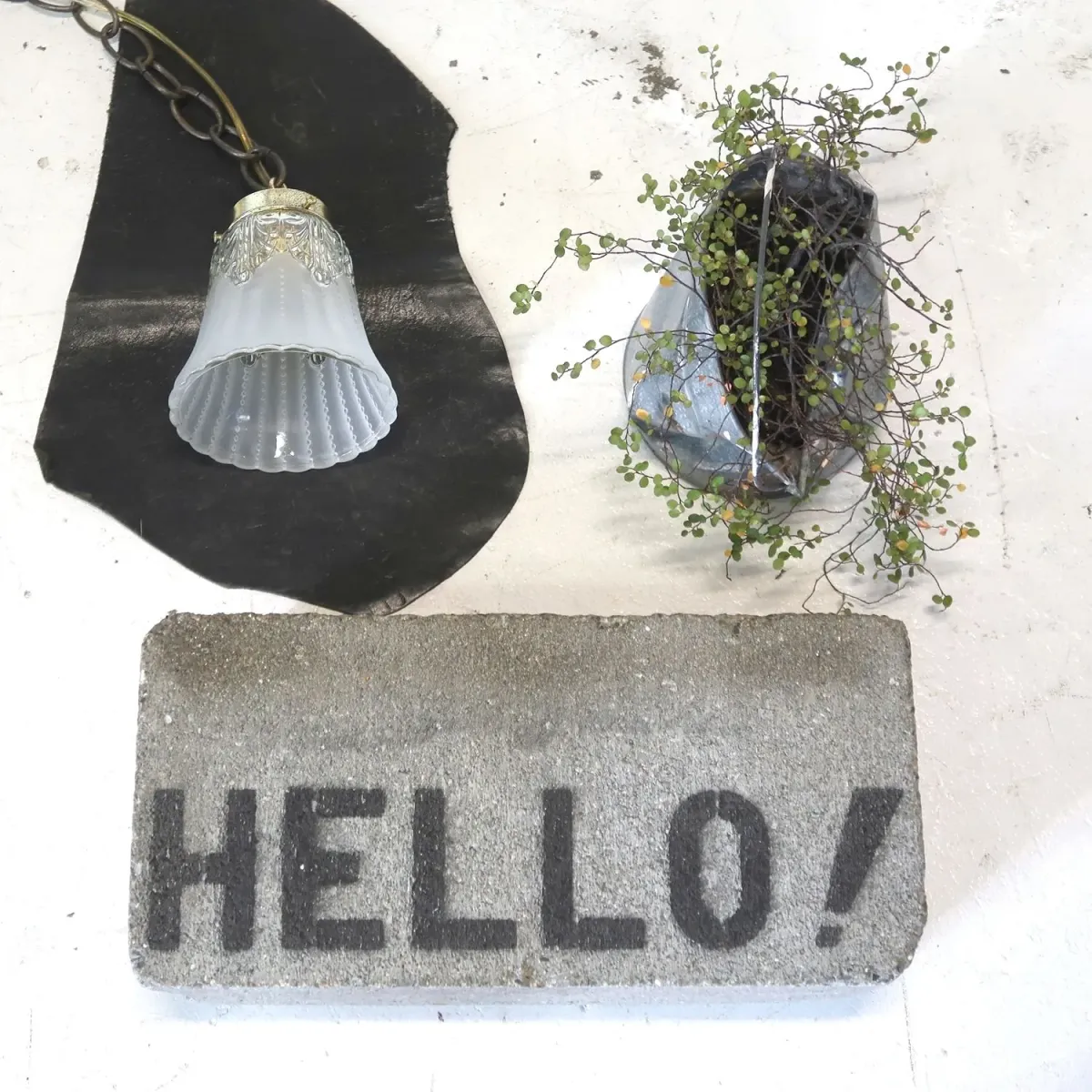 アンティーク フロスト×クリアガラス ペンダントランプ