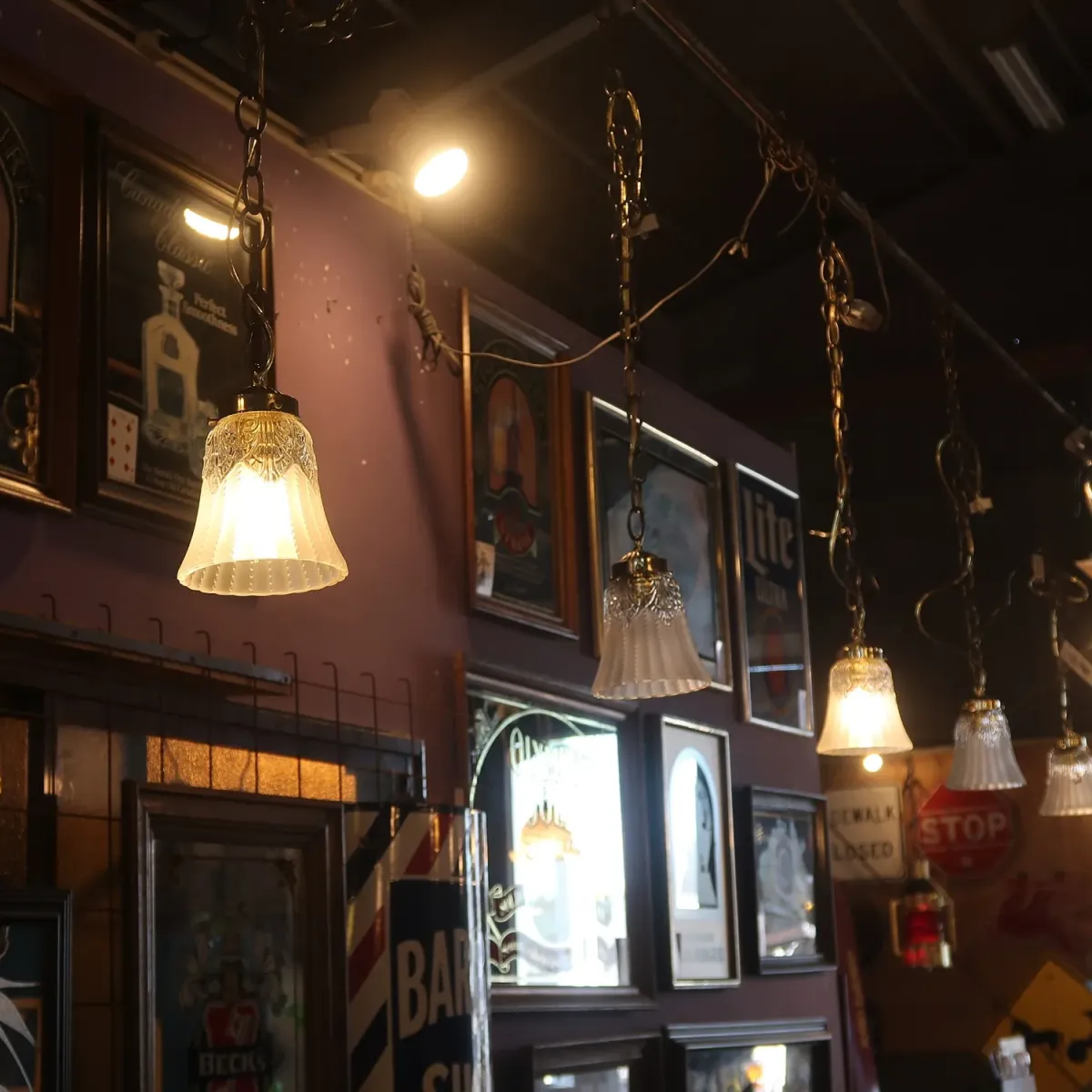 アンティーク フロスト×クリアガラス ペンダントランプ