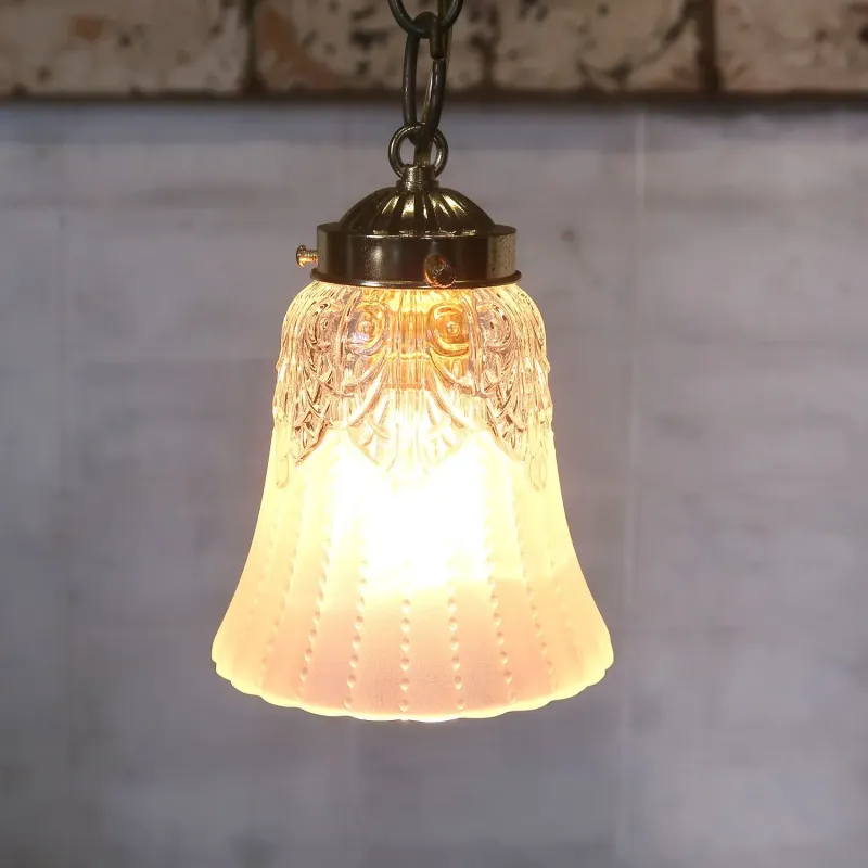 アンティーク フロスト×クリアガラス ペンダントランプ