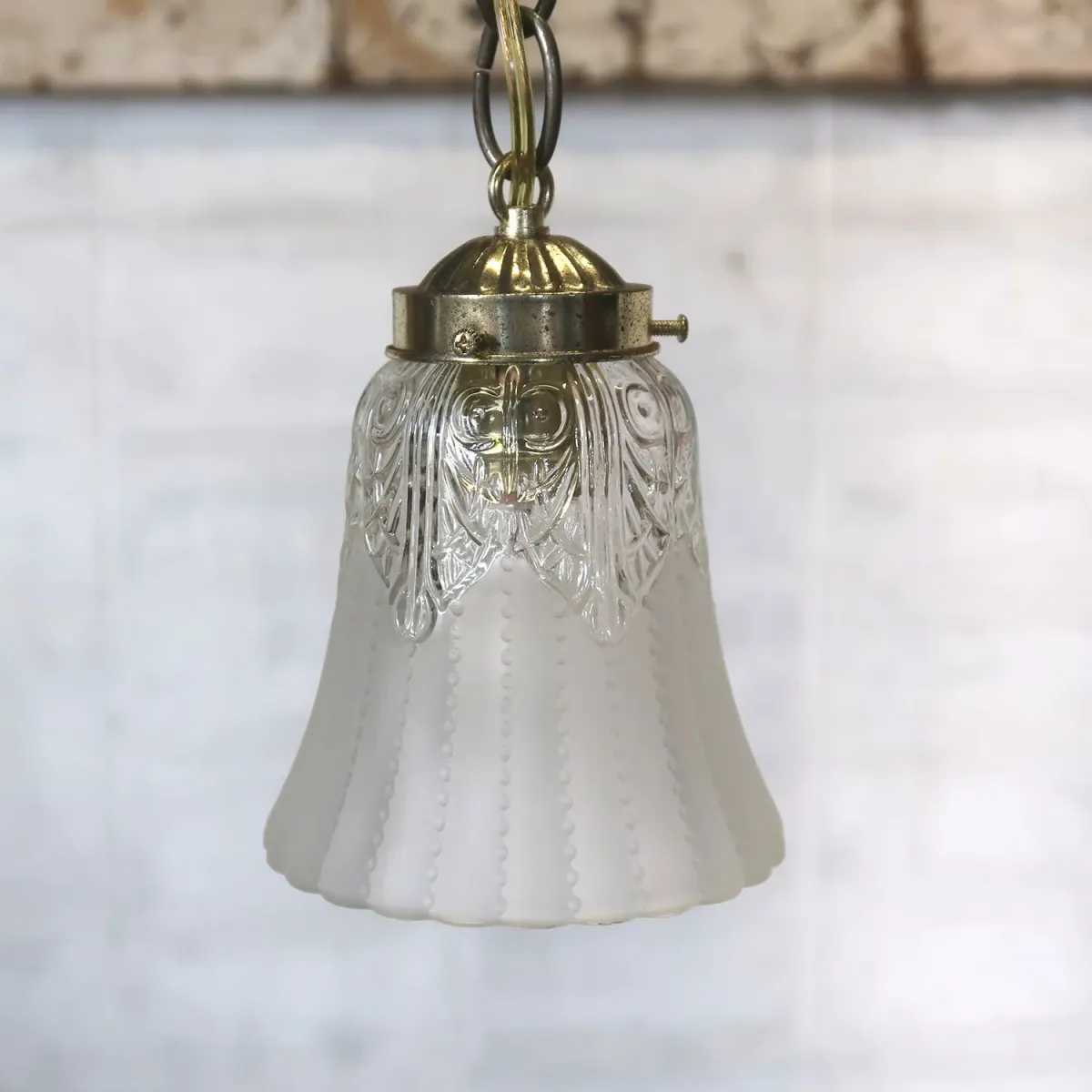 アンティーク フロスト×クリアガラス ペンダントランプ