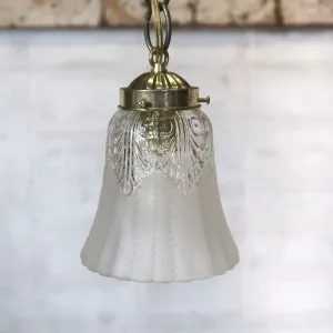 アンティーク フロスト×クリアガラス ペンダントランプ