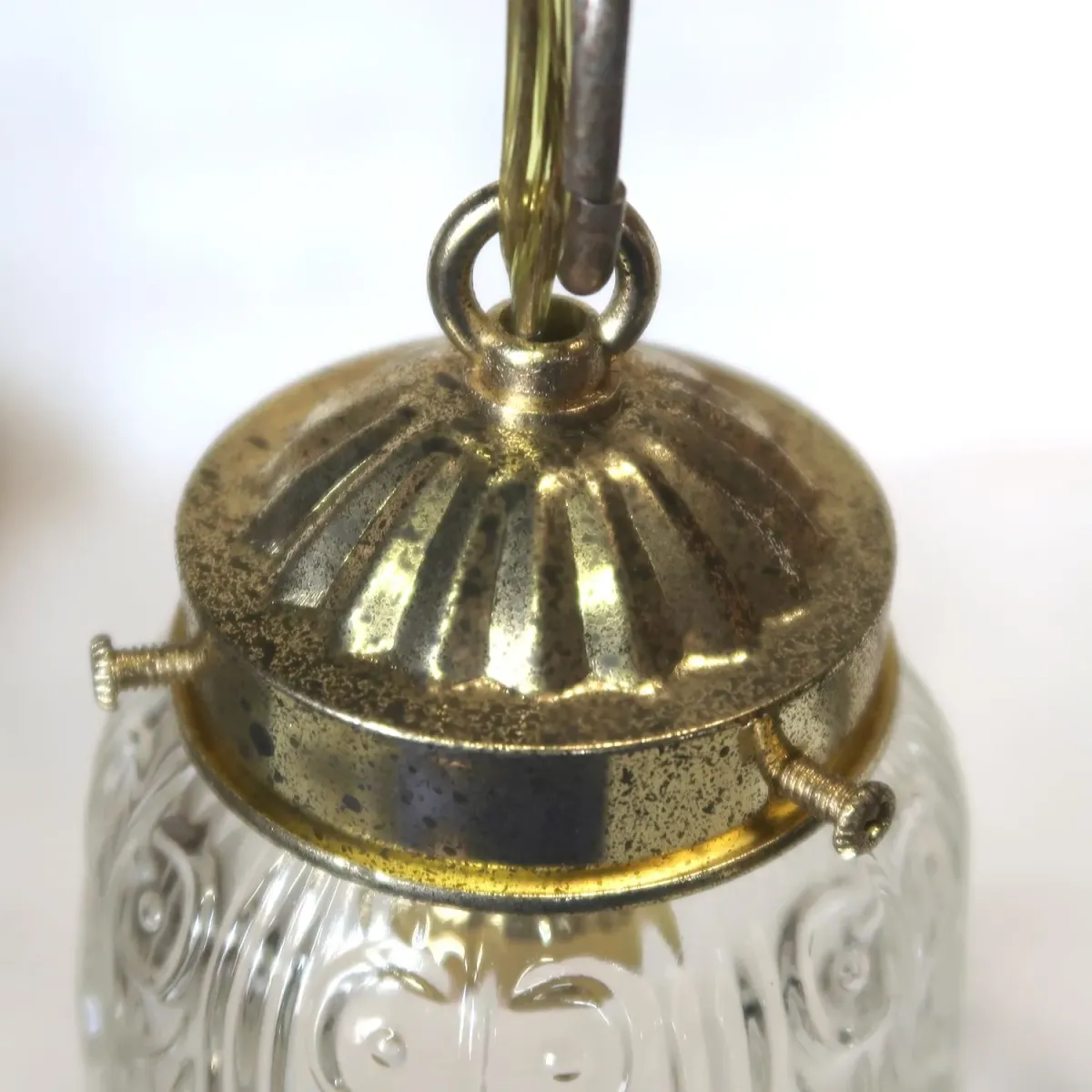 アンティーク フロスト×クリアガラス ペンダントランプ