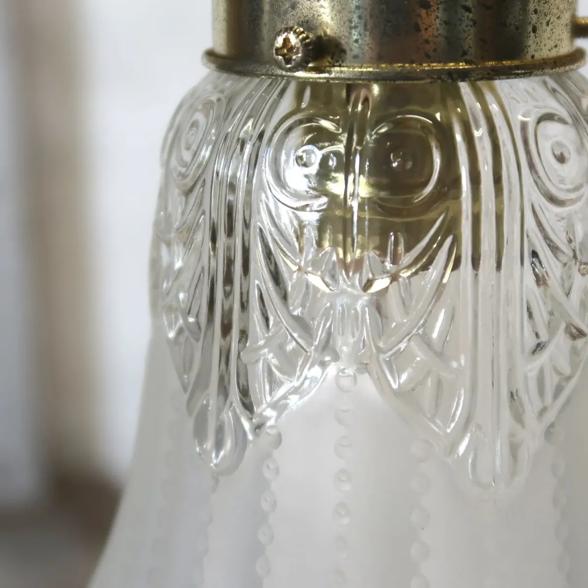 アンティーク フロスト×クリアガラス ペンダントランプ