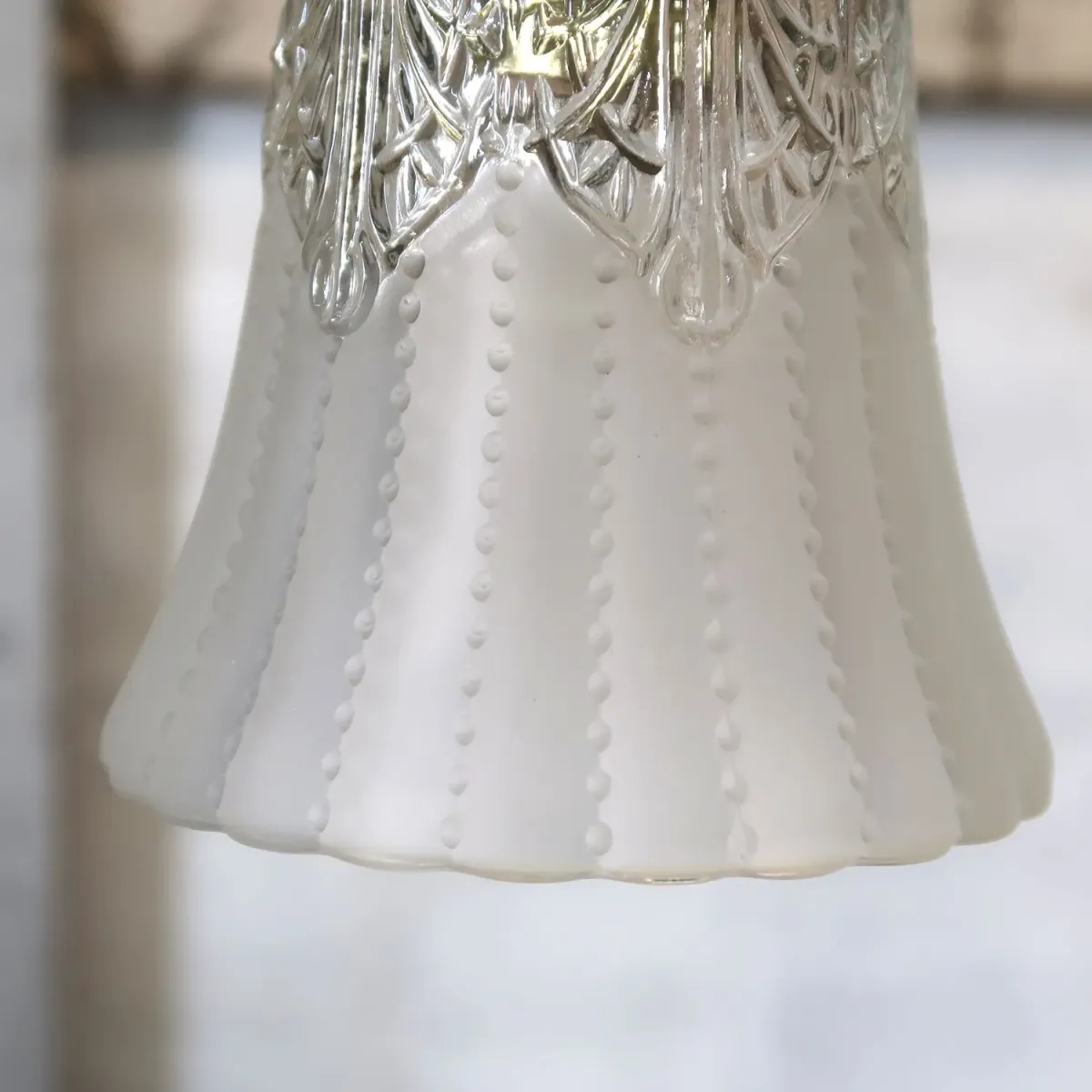 アンティーク フロスト×クリアガラス ペンダントランプ