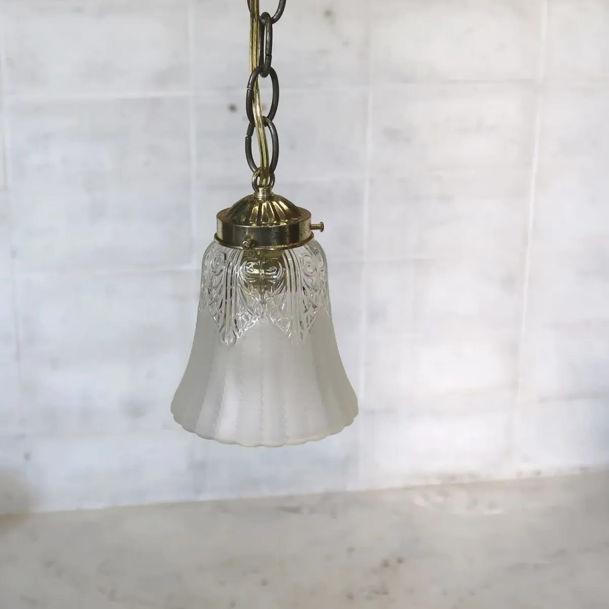 アンティーク フロスト×クリアガラス ペンダントランプ