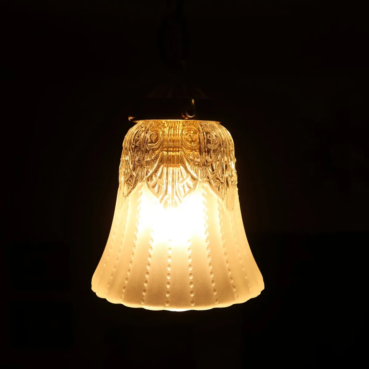 アンティーク フロスト×クリアガラス ペンダントランプ