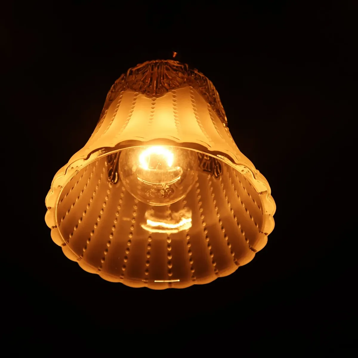 アンティーク フロスト×クリアガラス ペンダントランプ