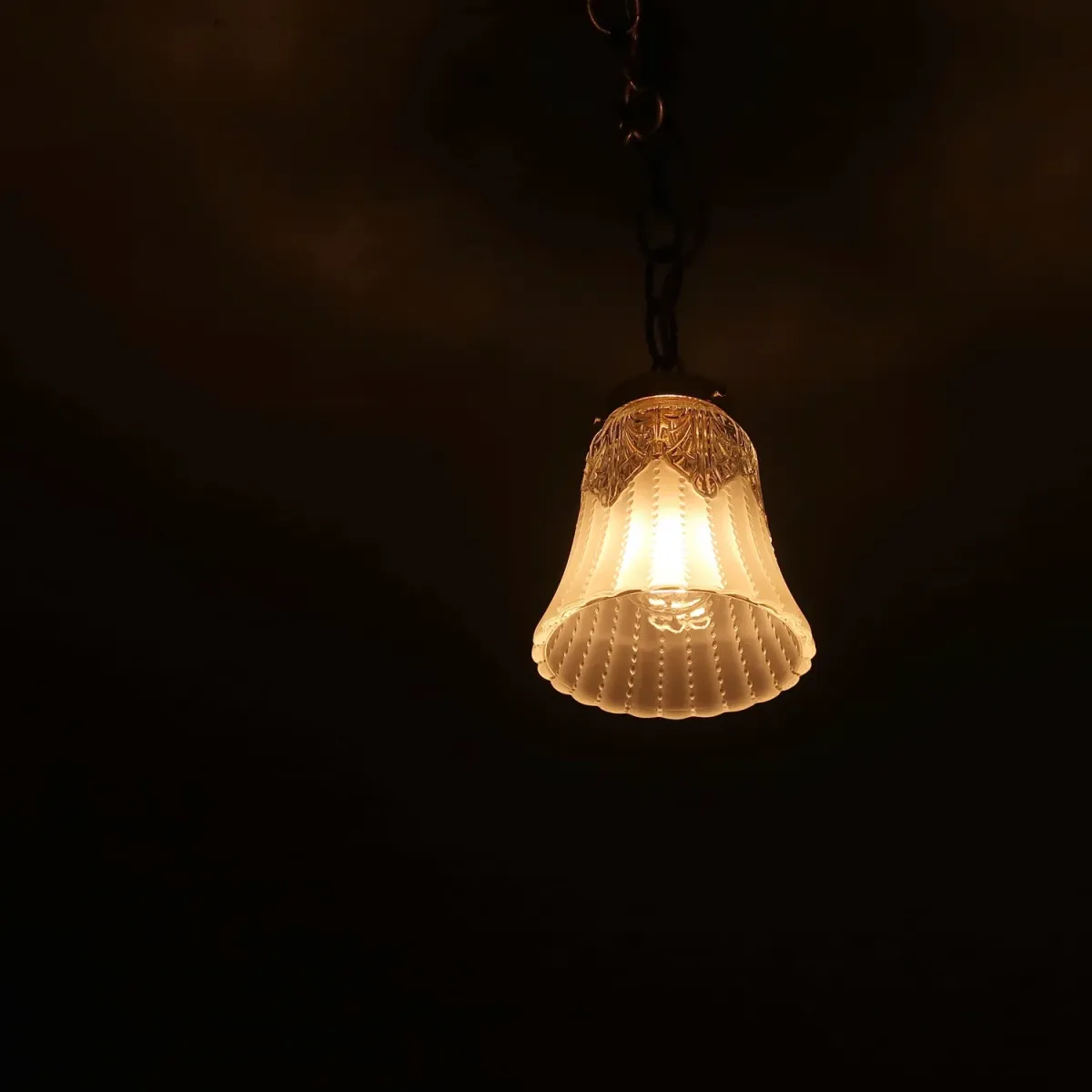 アンティーク フロスト×クリアガラス ペンダントランプ