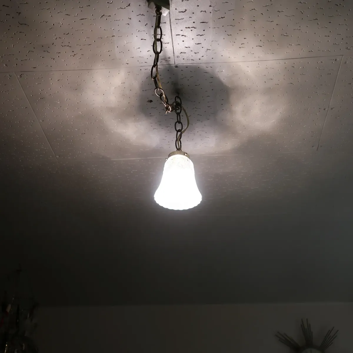アンティーク フロスト×クリアガラス ペンダントランプ