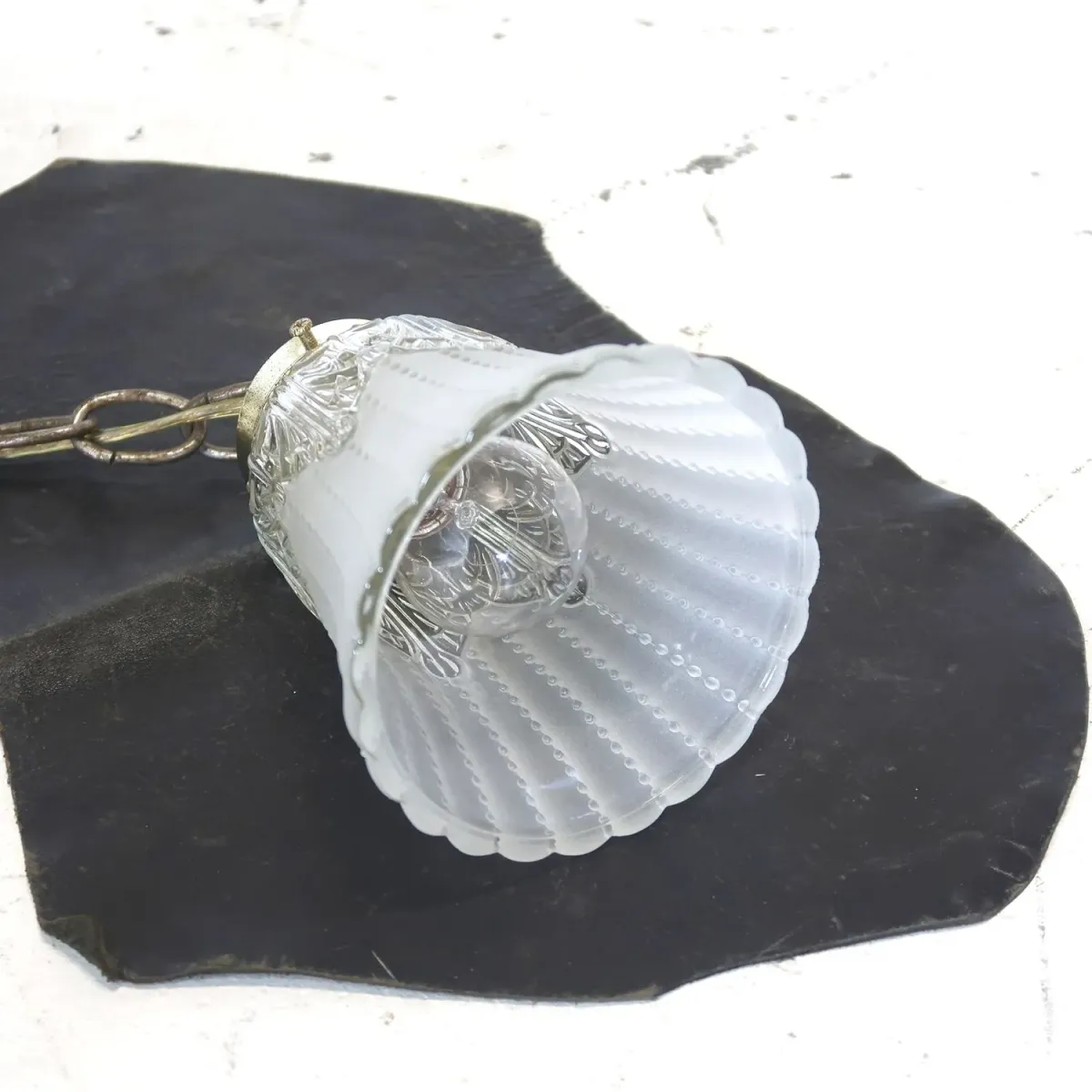 アンティーク フロスト×クリアガラス ペンダントランプ