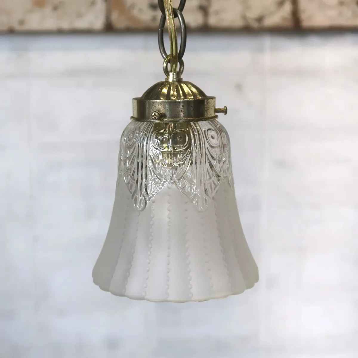 アンティーク フロスト×クリアガラス ペンダントランプ