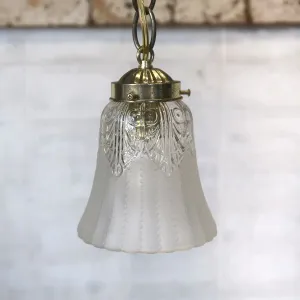 アンティーク フロスト×クリアガラス ペンダントランプ