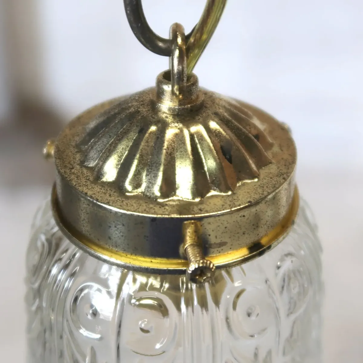 アンティーク フロスト×クリアガラス ペンダントランプ