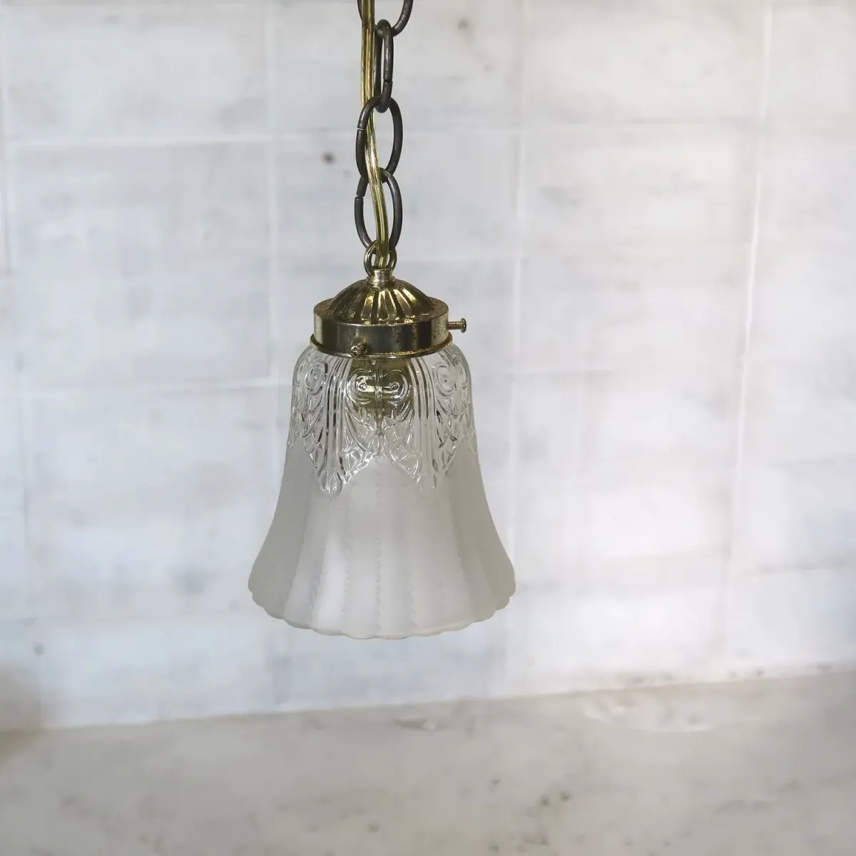 アンティーク フロスト×クリアガラス ペンダントランプ