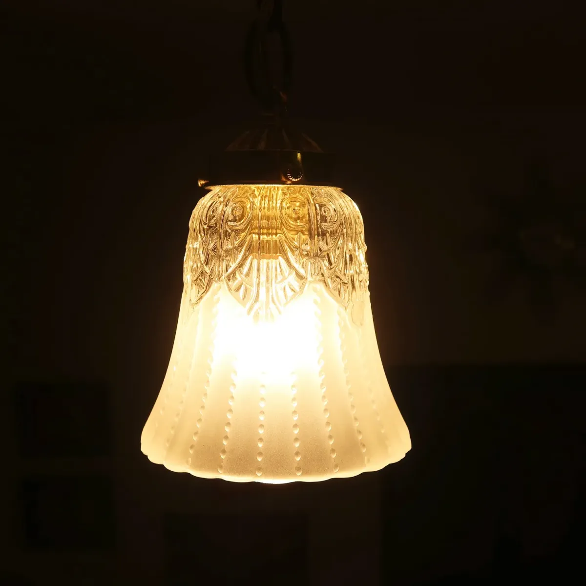 アンティーク フロスト×クリアガラス ペンダントランプ