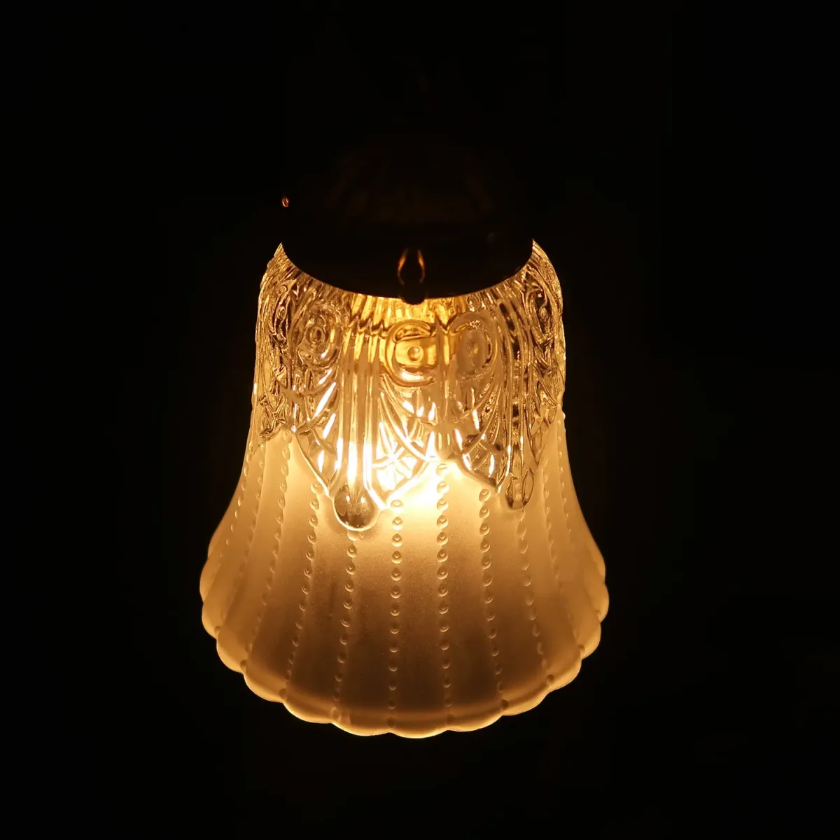 アンティーク フロスト×クリアガラス ペンダントランプ