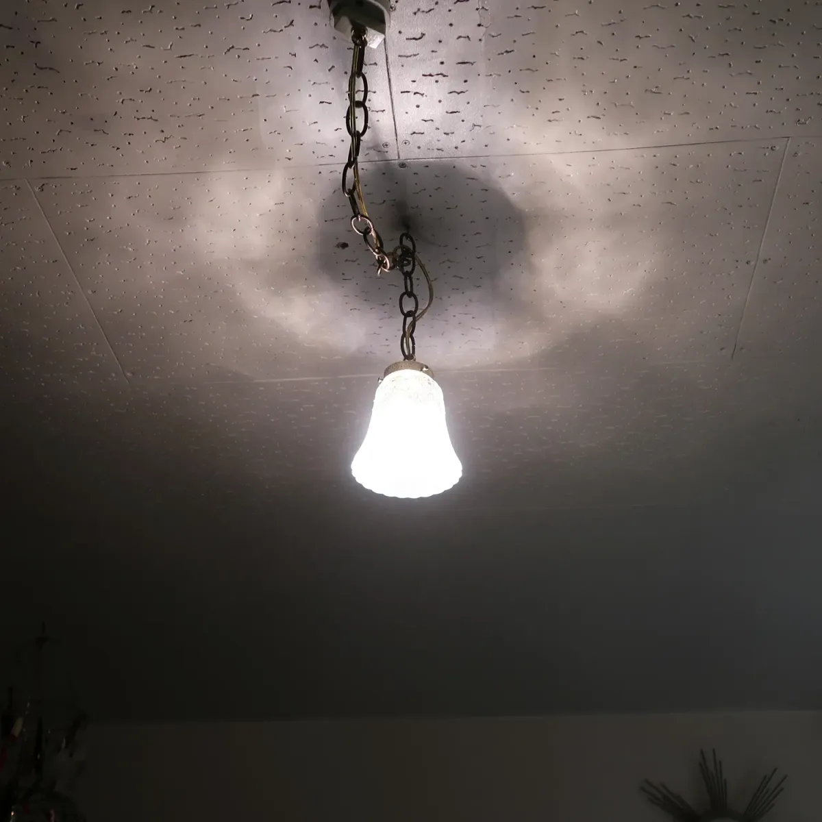 アンティーク フロスト×クリアガラス ペンダントランプ